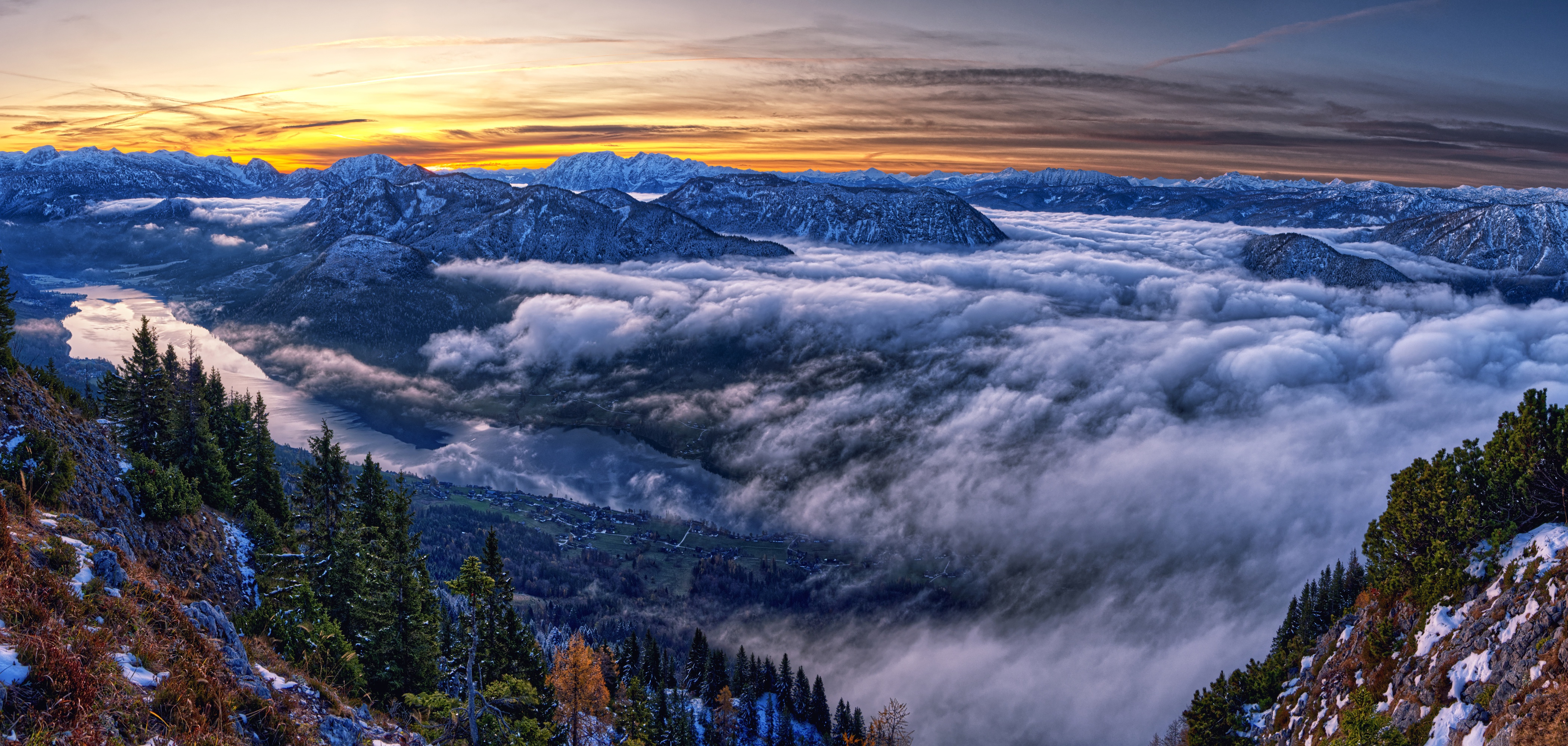 Austria Cloud Horizon Landscape Mountain Nature Panorama 4200x2000