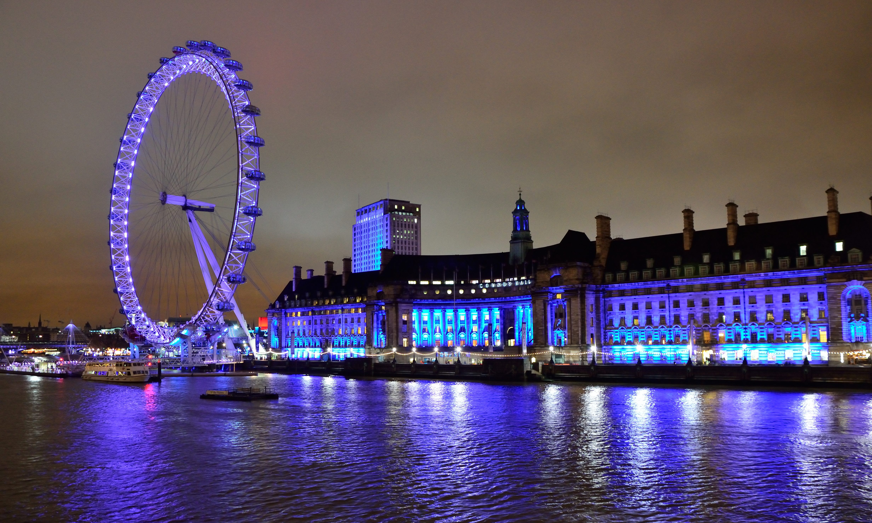 Ferris Wheel Light London London Eye Night 3000x1800