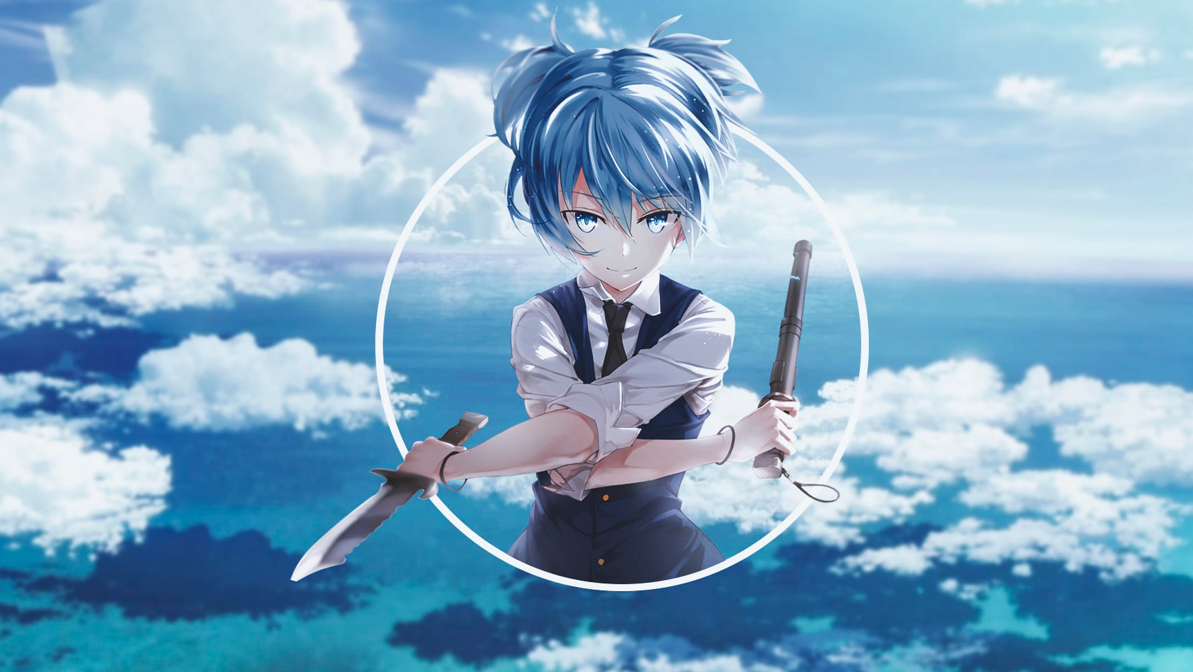 Anime Anime Girls Picture In Picture Assassination Classroom Shiota Nagisa Blue Hair 1726x972