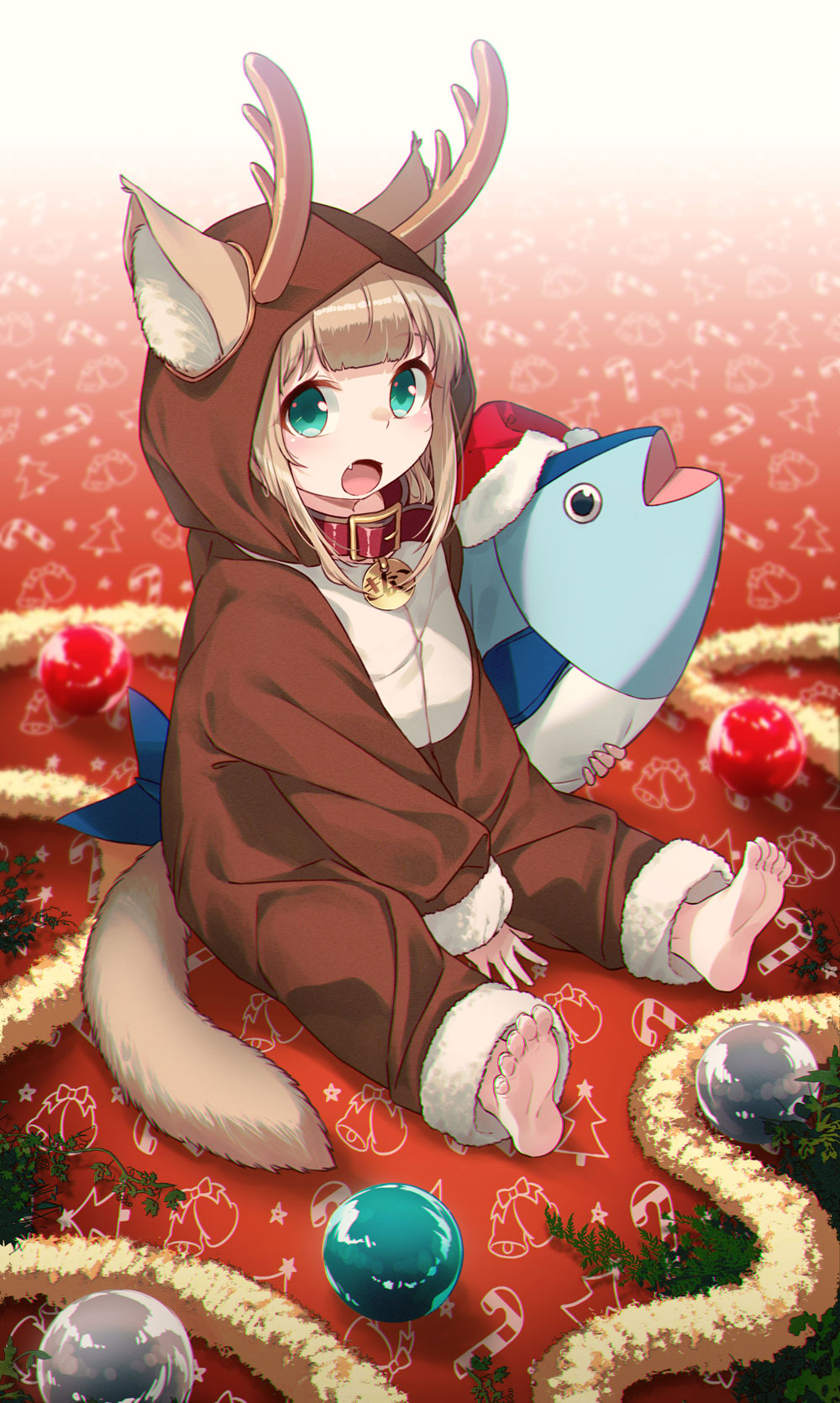Anime Anime Girls Digital Art Artwork 2D Portrait Display Vertical 40hara Cat Girl Christmas 1000x1670