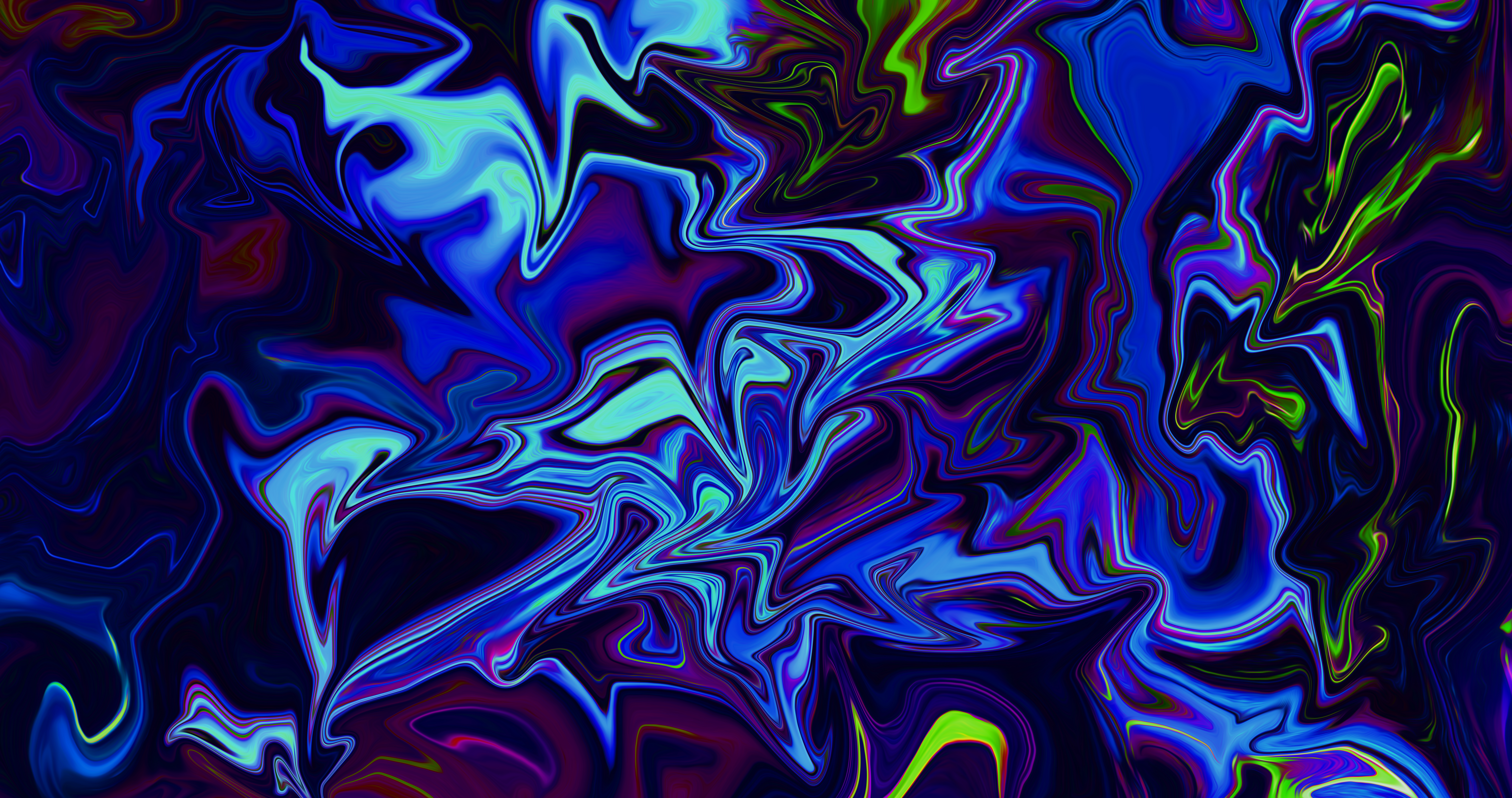 Abstract Shapes Colorful Fluid Liquid Artwork Digital Art Paint Brushes Neon Blue Purple Dark 8 K 8192x4320