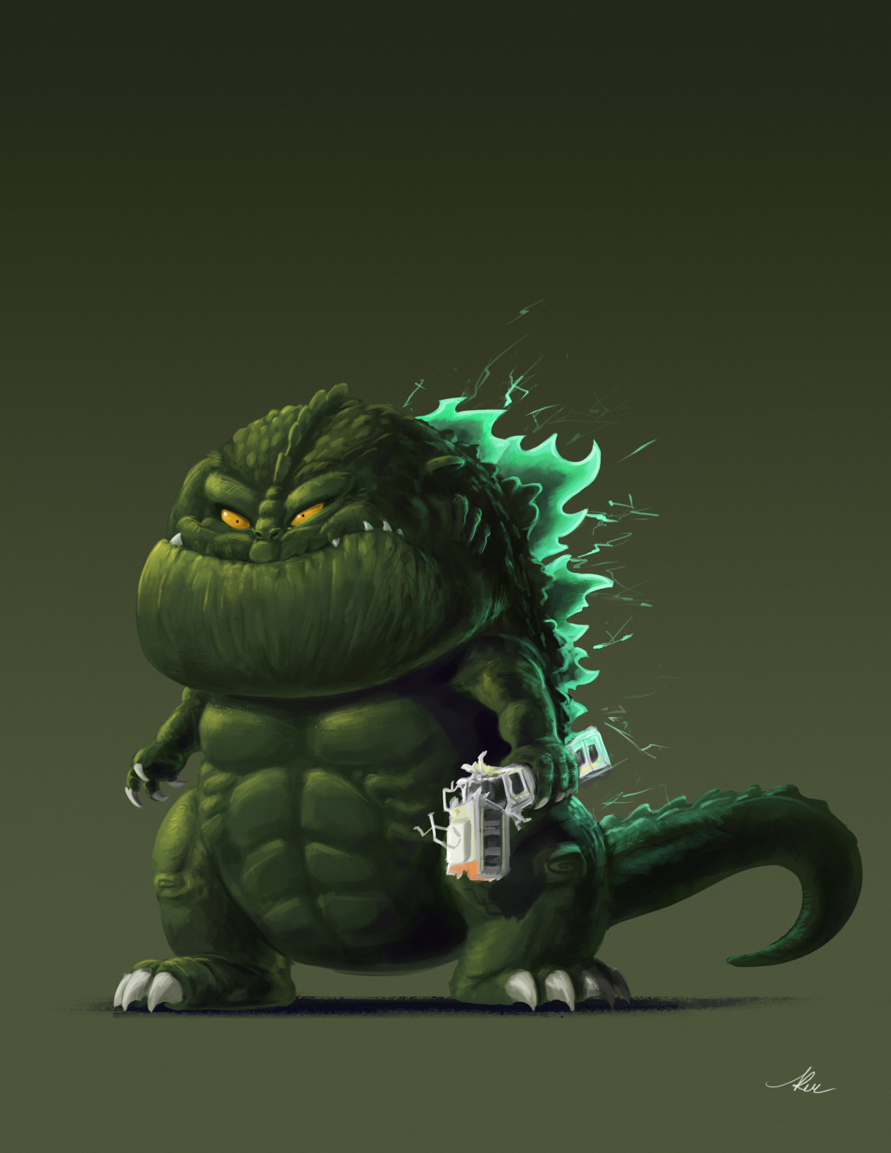 Godzilla Humor Digital Art Kaiju Movies Gradient Creature 1280x1656