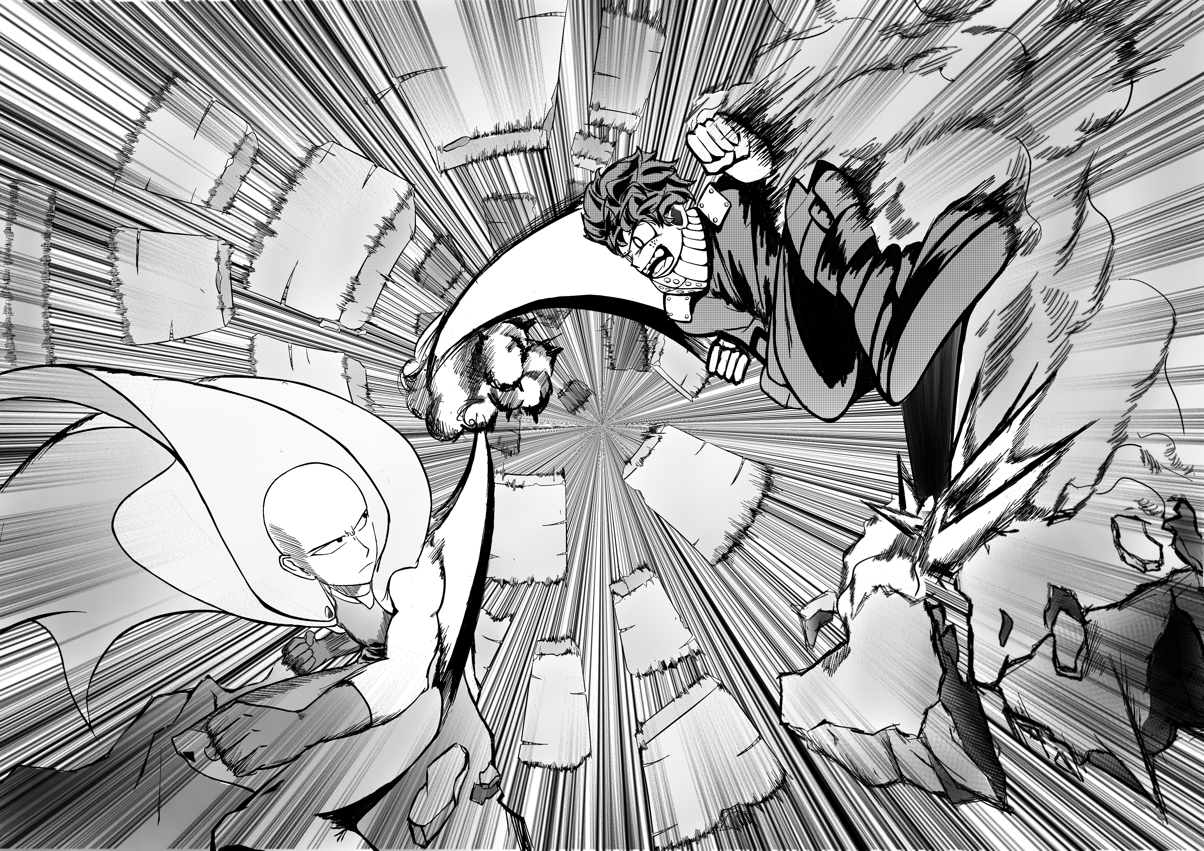 Izuku Midoriya My Hero Academia One Punch Man Saitama One Punch Man 4093x2894