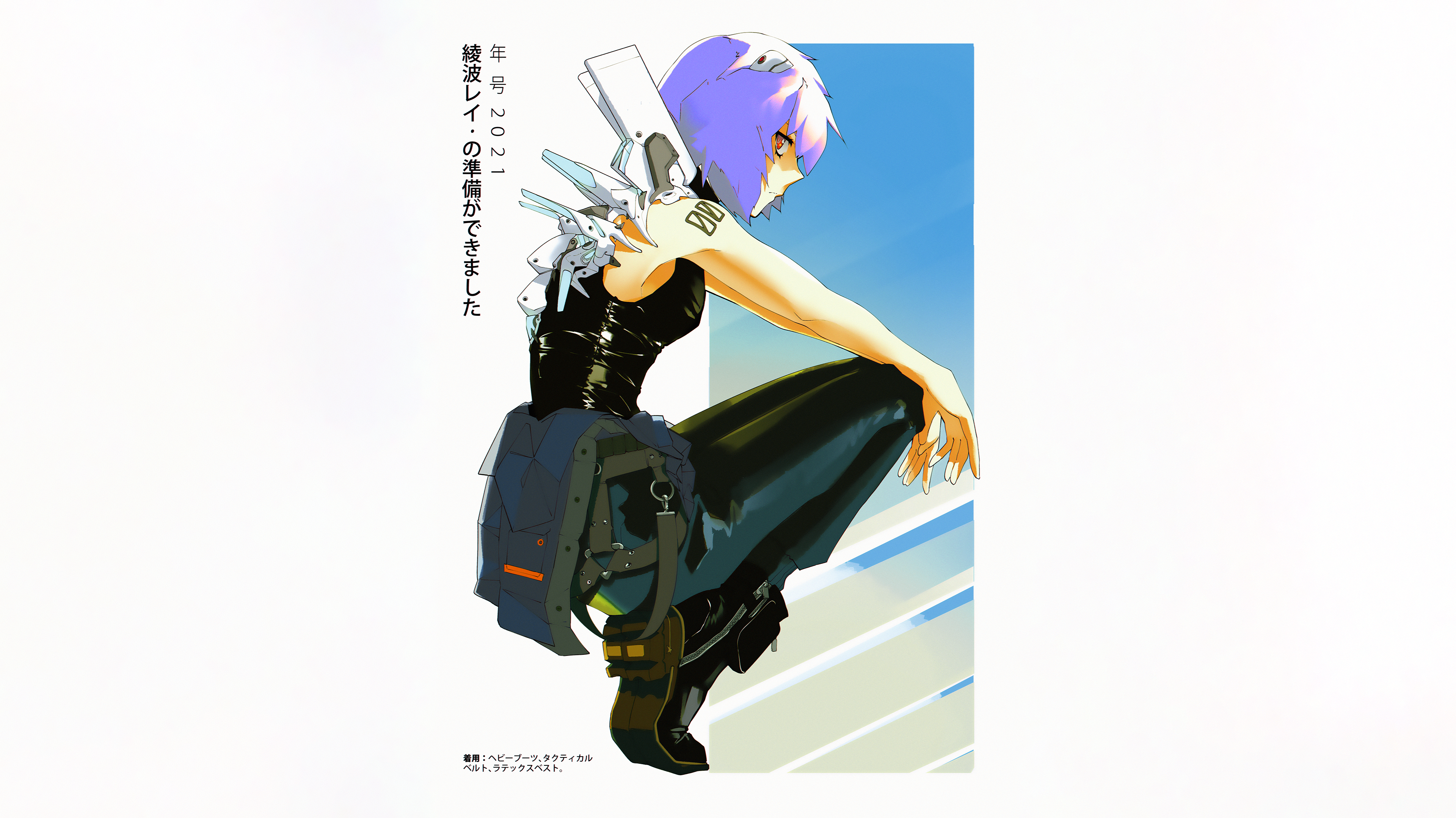 Ayanami Rei Neon Genesis Evangelion Mecha Girls Anime Anime Girls White Background Blue Hair Short H 3840x2160