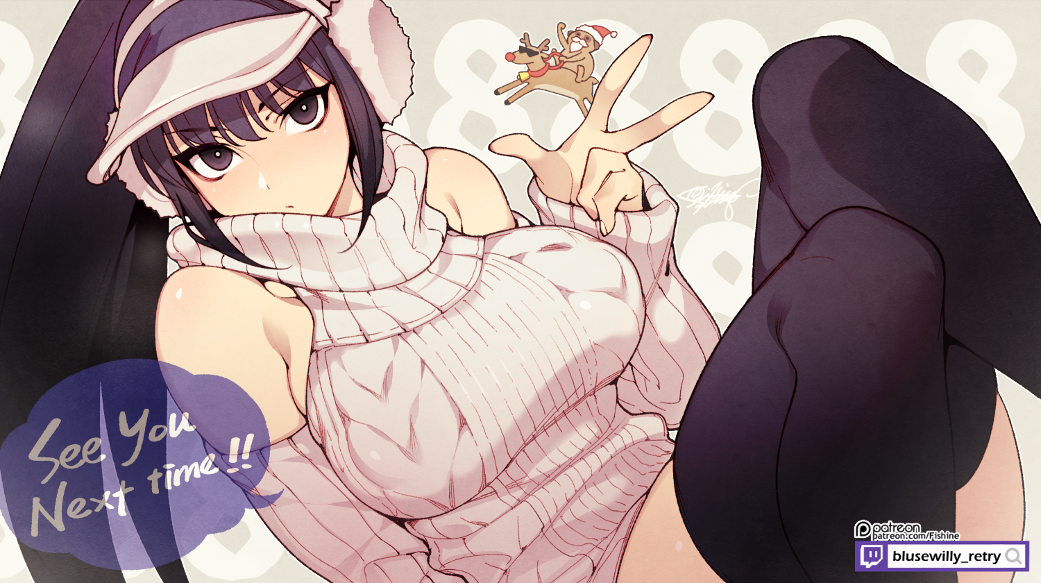 Anime Anime Girls Sweater Lazy Fishine Thigh Highs 1500x840