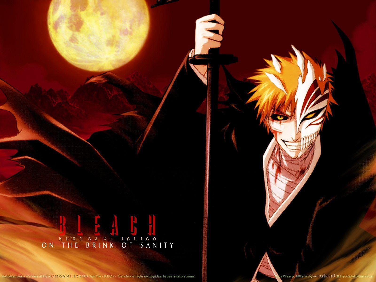 Bleach Kurosaki Ichigo Anime Yellow Eyes Sword Moon Hollow 1600x1200