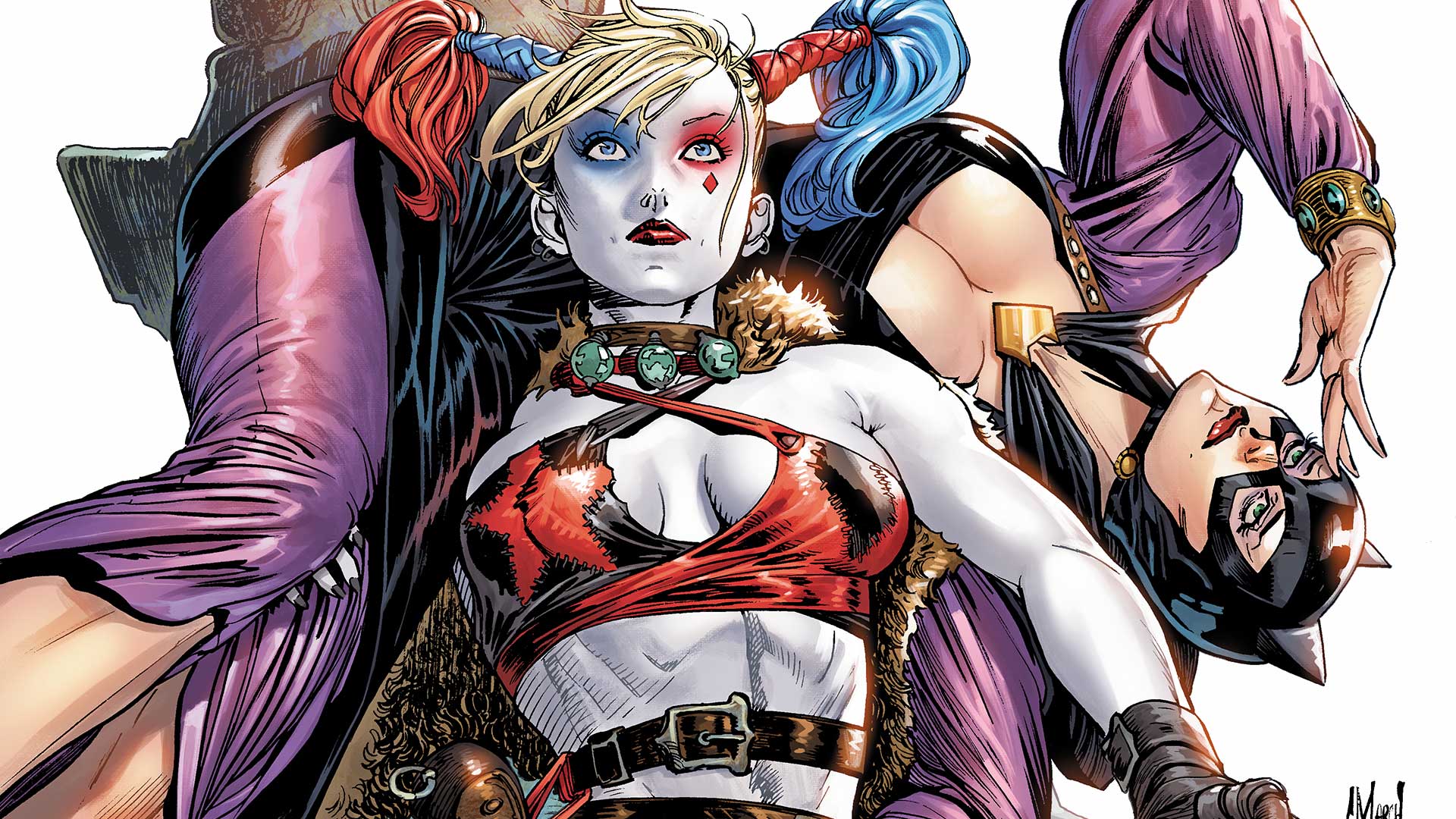 Harley Quinn Catwoman DC Comics Superheroines Superhero Costumes Women Comics Artwork Fantasy Art Co 1920x1080