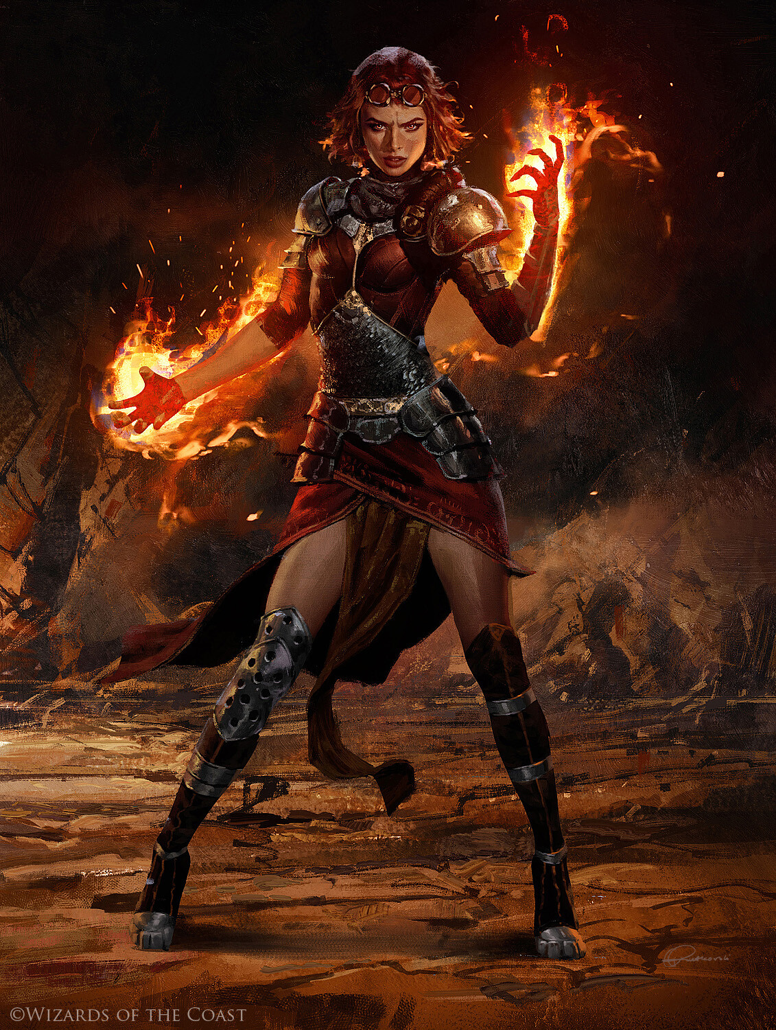 Wizards Of The Coast Fantasy Art Fantasy Girl Women Fire Magic Standing Redhead Chandra Nalaar Greg  1131x1500
