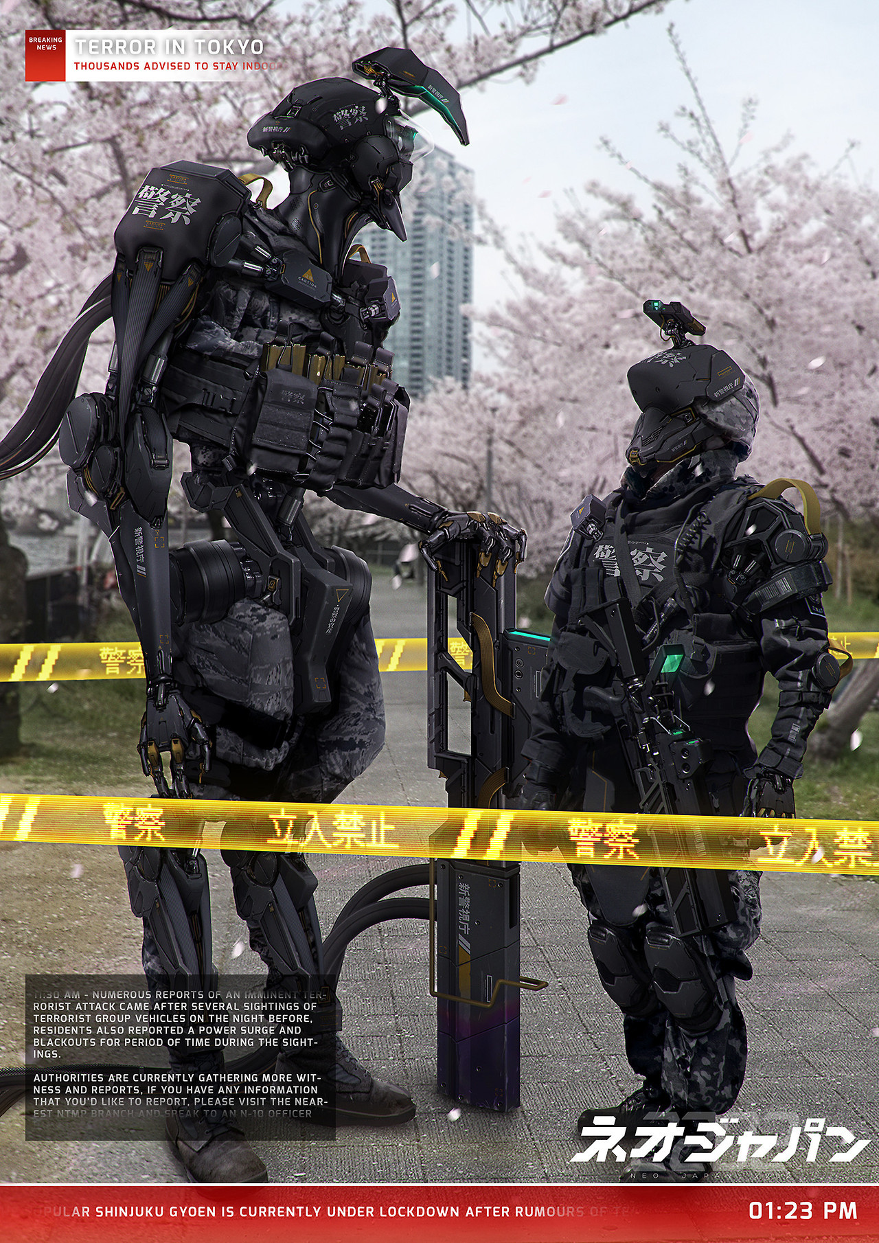 Cyberpunk Futuristic Neo Japan 2202 Robots Digital Art Trees 1280x1810