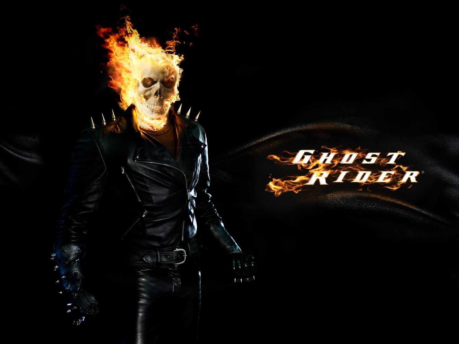 Black Fire Flame Ghost Rider Skull 1600x1200