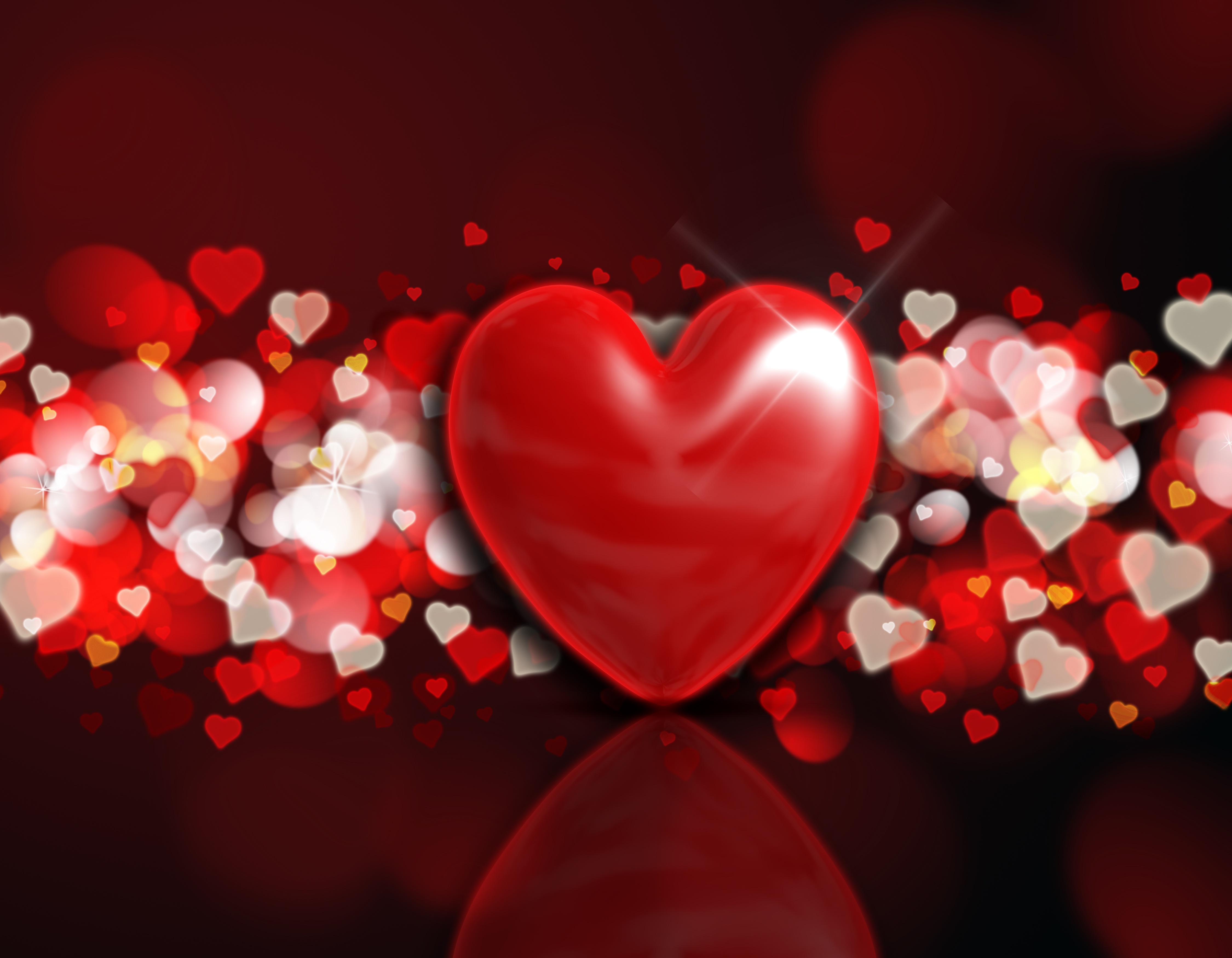 Bokeh Heart Love Red 4500x3500