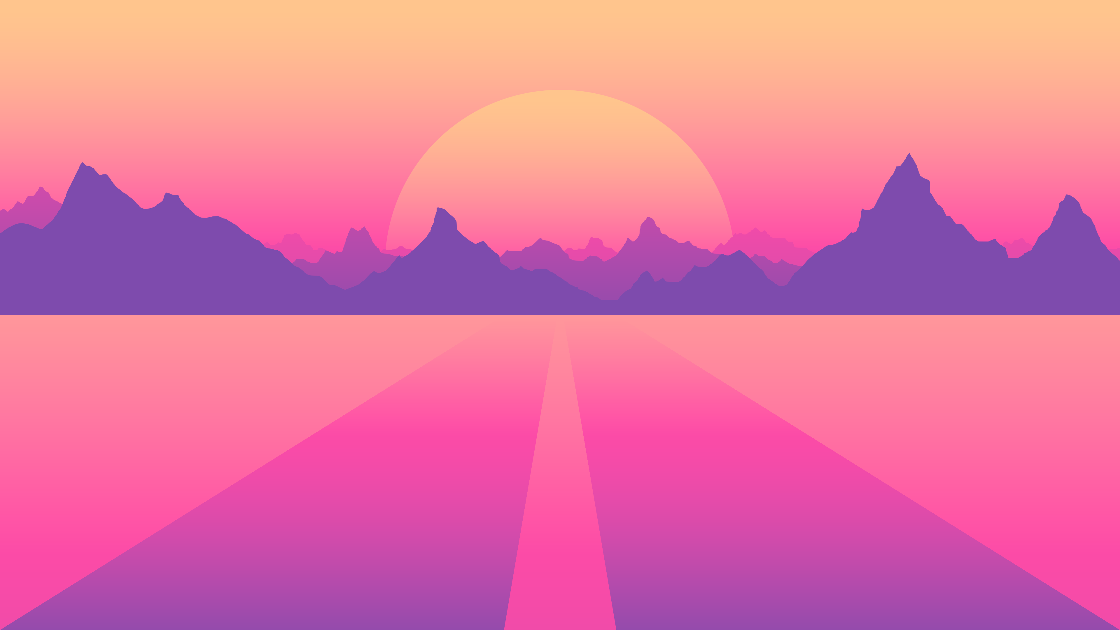 OutRun Retrowave Synthwave Purple Purple Background Pink Pink Background Minimalism Material Minimal 3840x2160