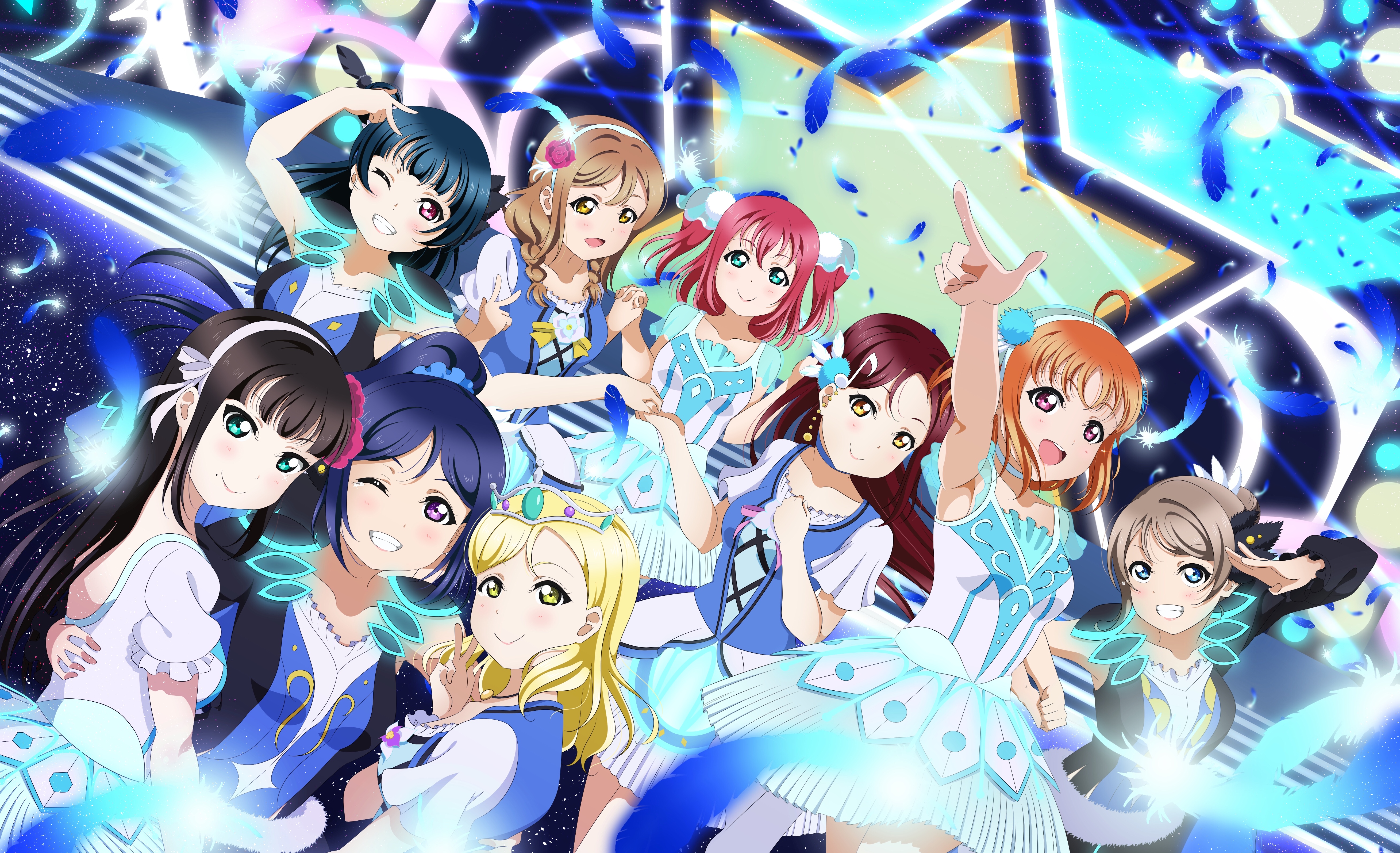 Chika Takami Dia Kurosawa Hanamaru Kunikida Kanan Matsuura Mari Ohara Riko Sakurauchi Ruby Kurosawa  5236x3189