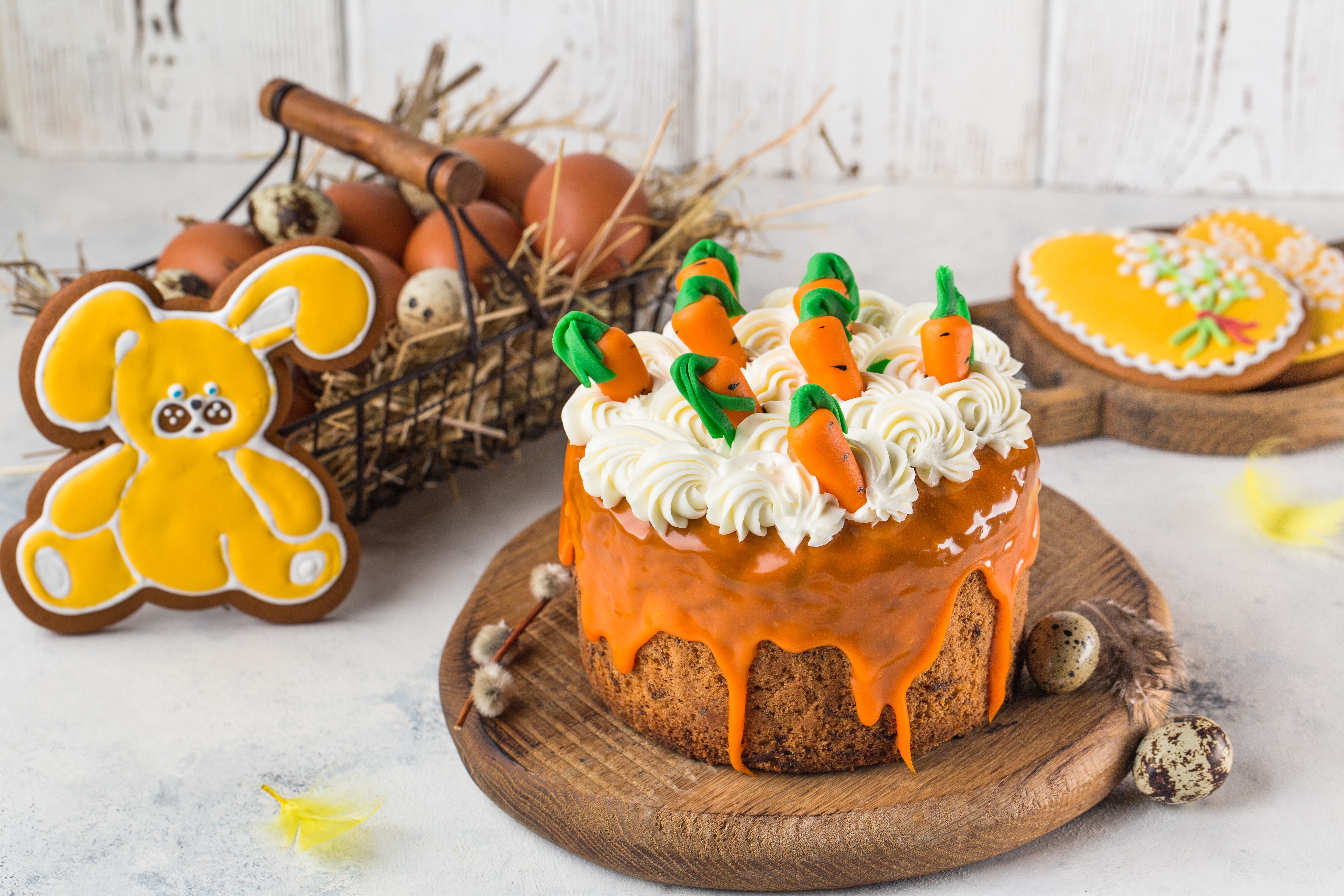 Bunny Cake Carrot Dessert Egg Pastry Still Life 5470x3647
