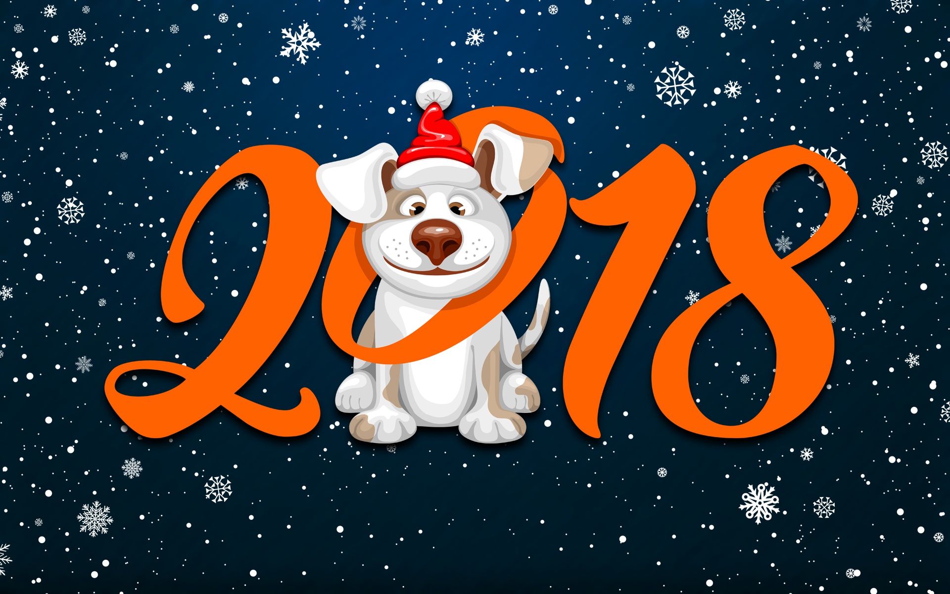Chinese New Year Dog New Year 2018 Santa Hat Snowflake 1920x1200