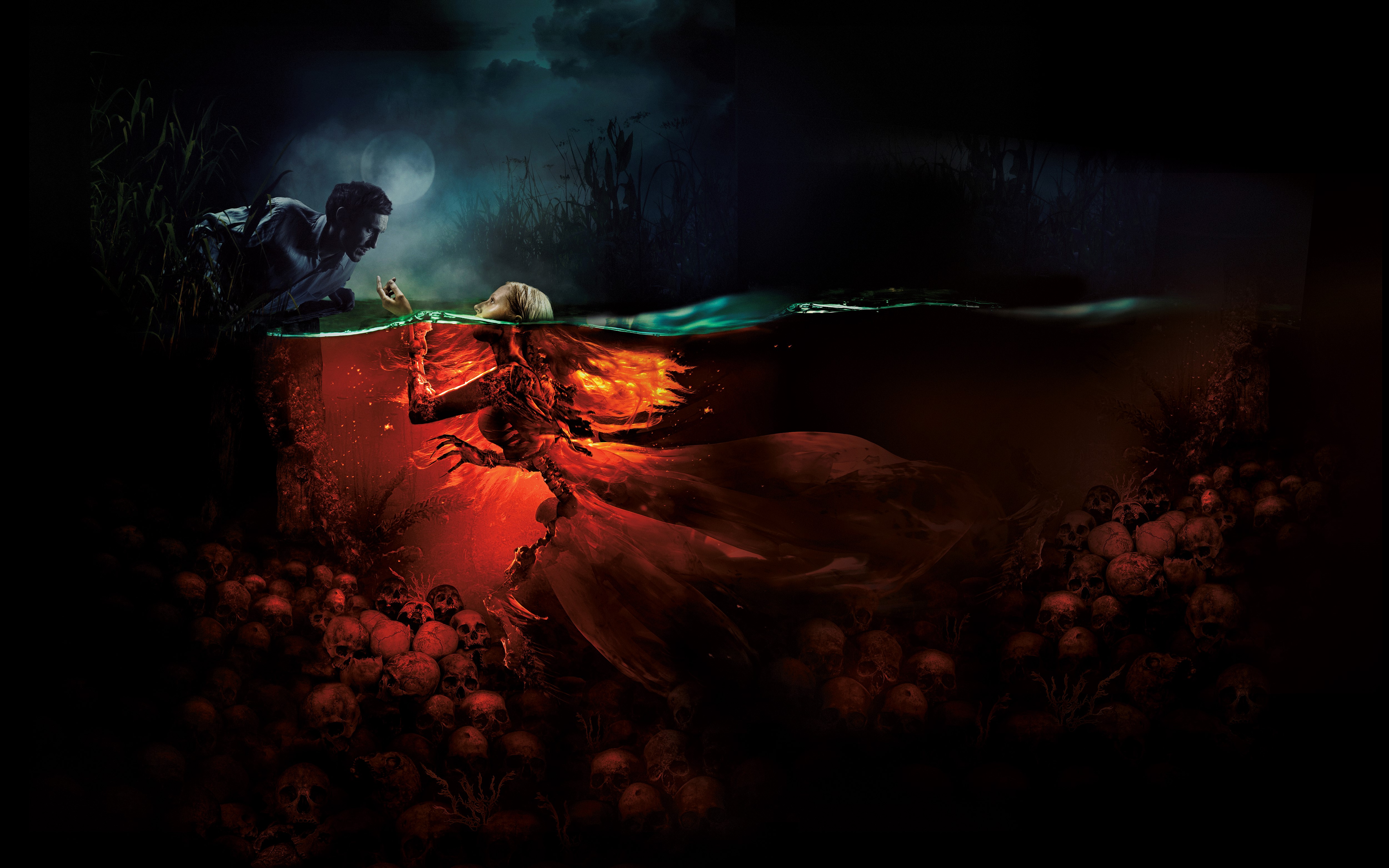 Dark Fantasy Girl Lake Man Mermaid Skull The Mermaid Lake Of The Dead 5000x3125