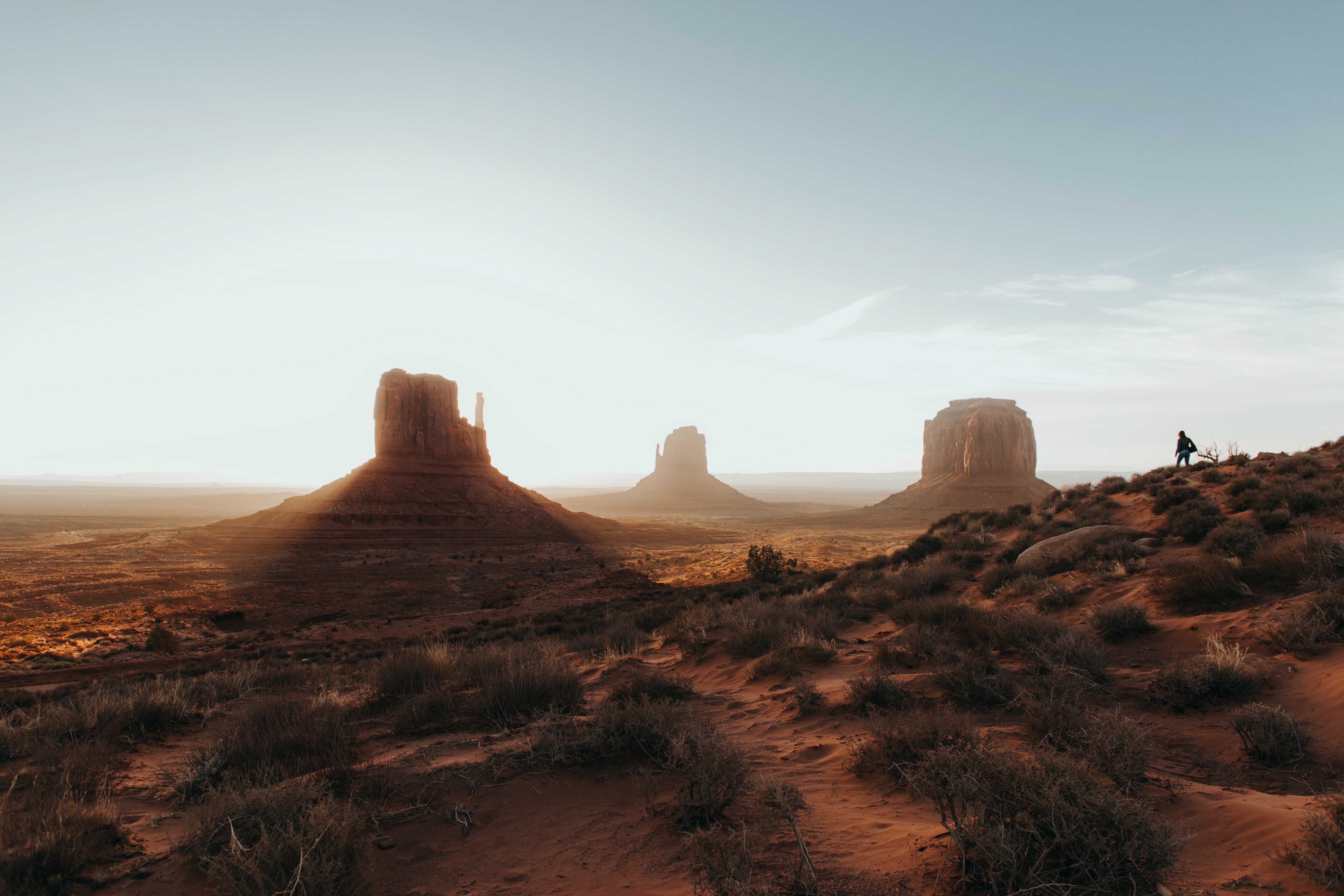 Desert Nature Landscape Outdoors Sand Rocks Rock Formation Far View USA Monument Valley Sky Clouds B 5472x3648
