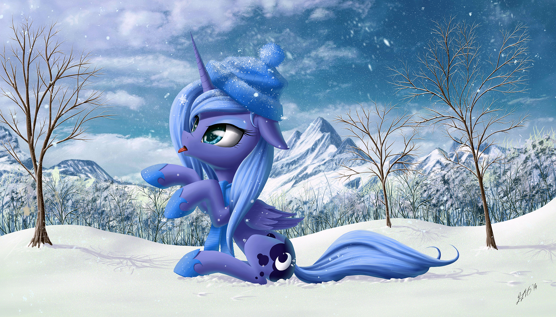 My Little Pony Princess Luna Snow Tongue Out 1944x1111