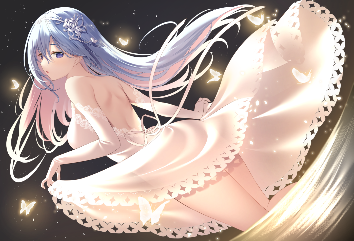 Anime Anime Girls Digital Art Artwork 2D Portrait Miko 92 Emori Miku Dress White Dress Lifting Dress 1398x952