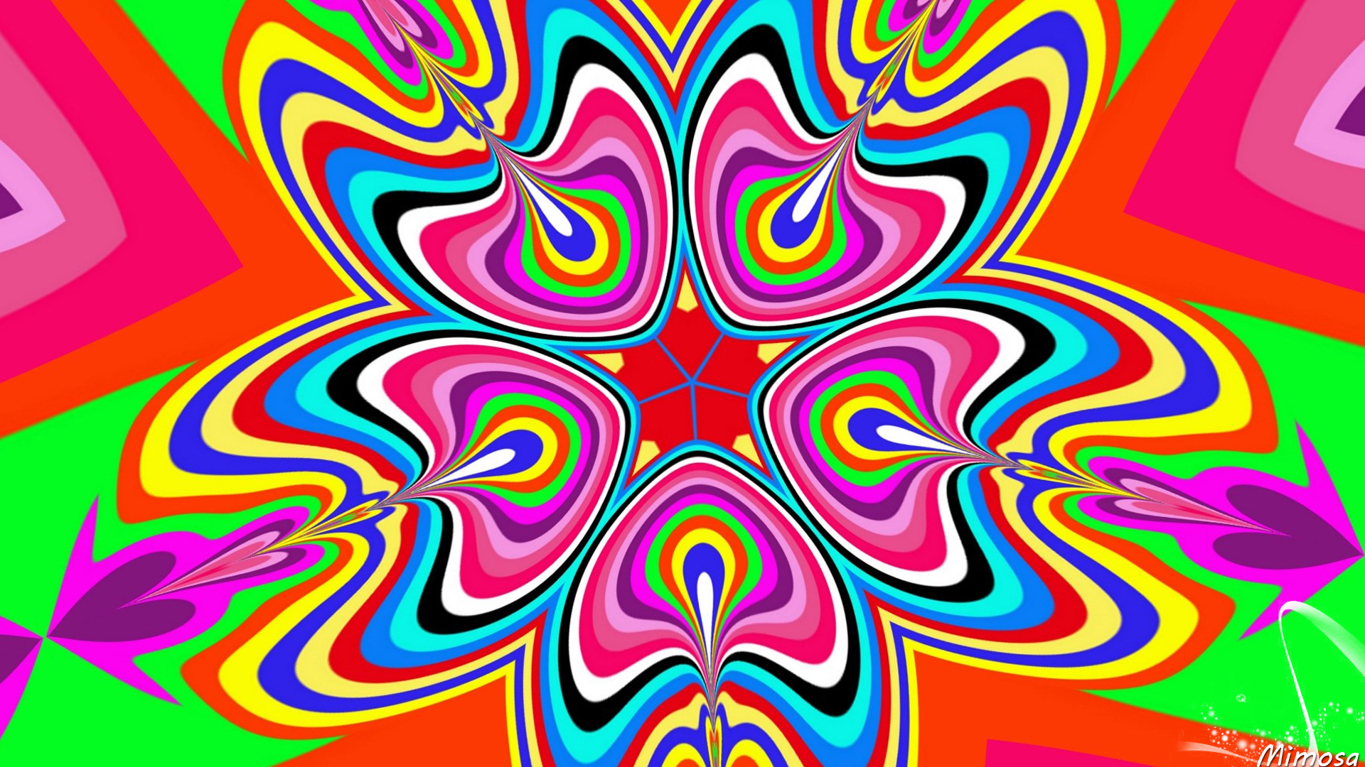 Abstract Artistic Colorful Colors Digital Art Kaleidoscope Shapes 1920x1080