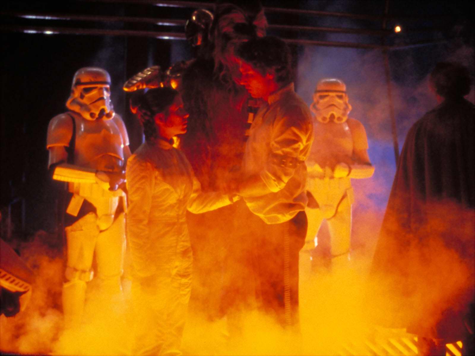 Carrie Fisher Chewbacca Han Solo Harrison Ford Leia Organa Stormtrooper 1600x1200