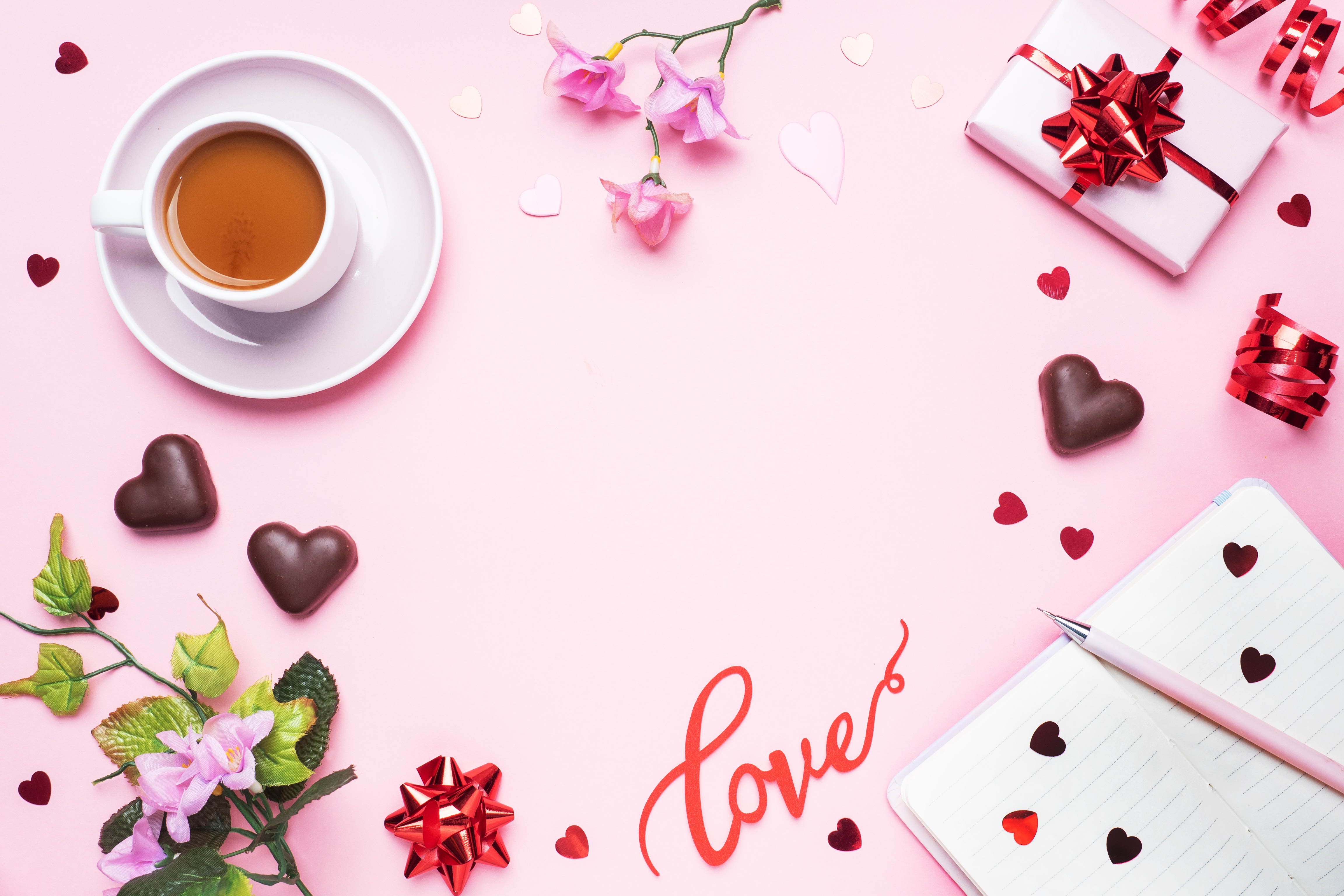 Coffee Cup Flower Gift Love Still Life Valentine 039 S Day 4608x3072