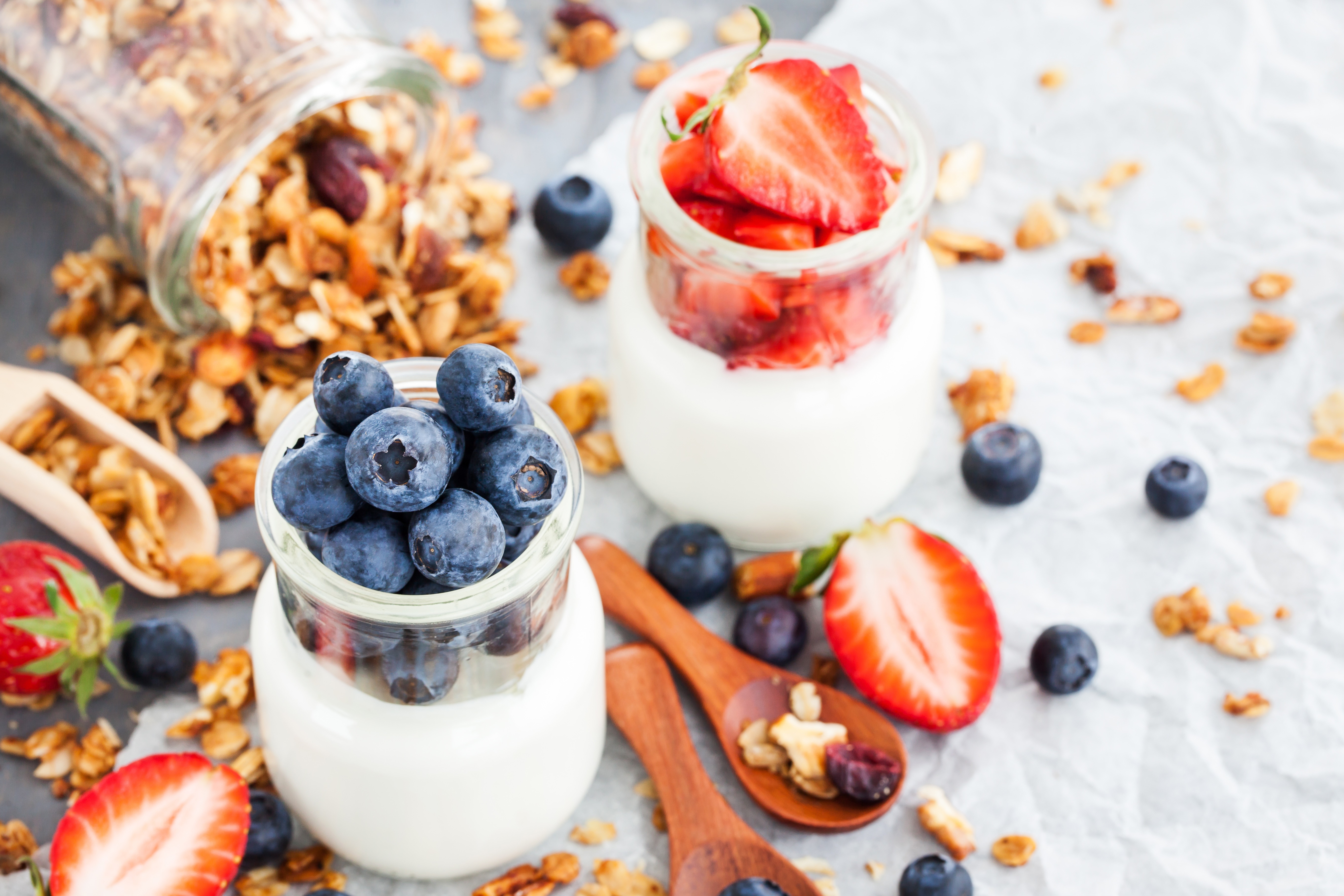 Berry Blueberry Fruit Muesli Still Life Strawberry Yogurt 5449x3633