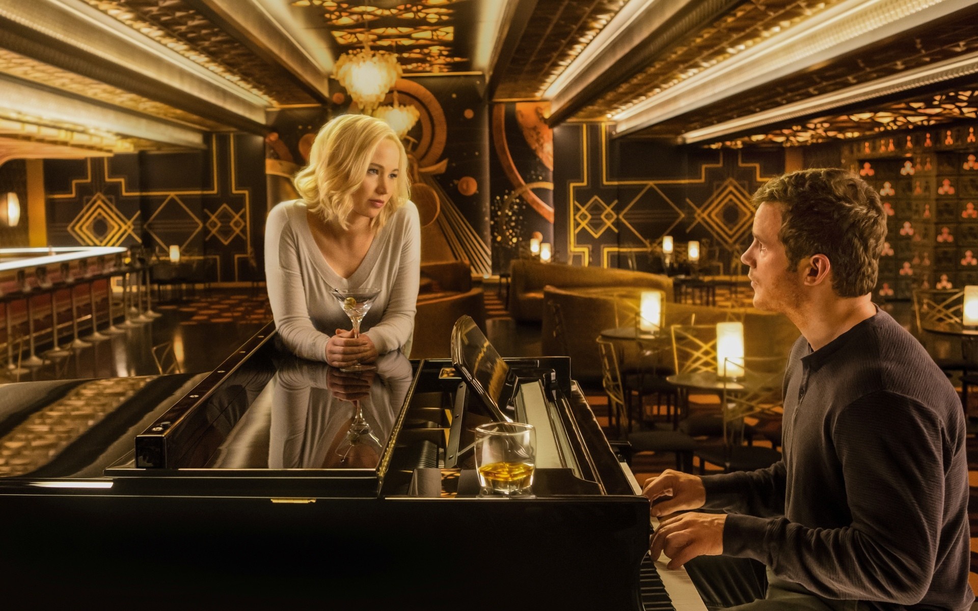 Jennifer Lawrence Lights Piano Men Actor Celebrity Women Indoors Men Indoors Wine Glass Wine Glass B 1920x1200