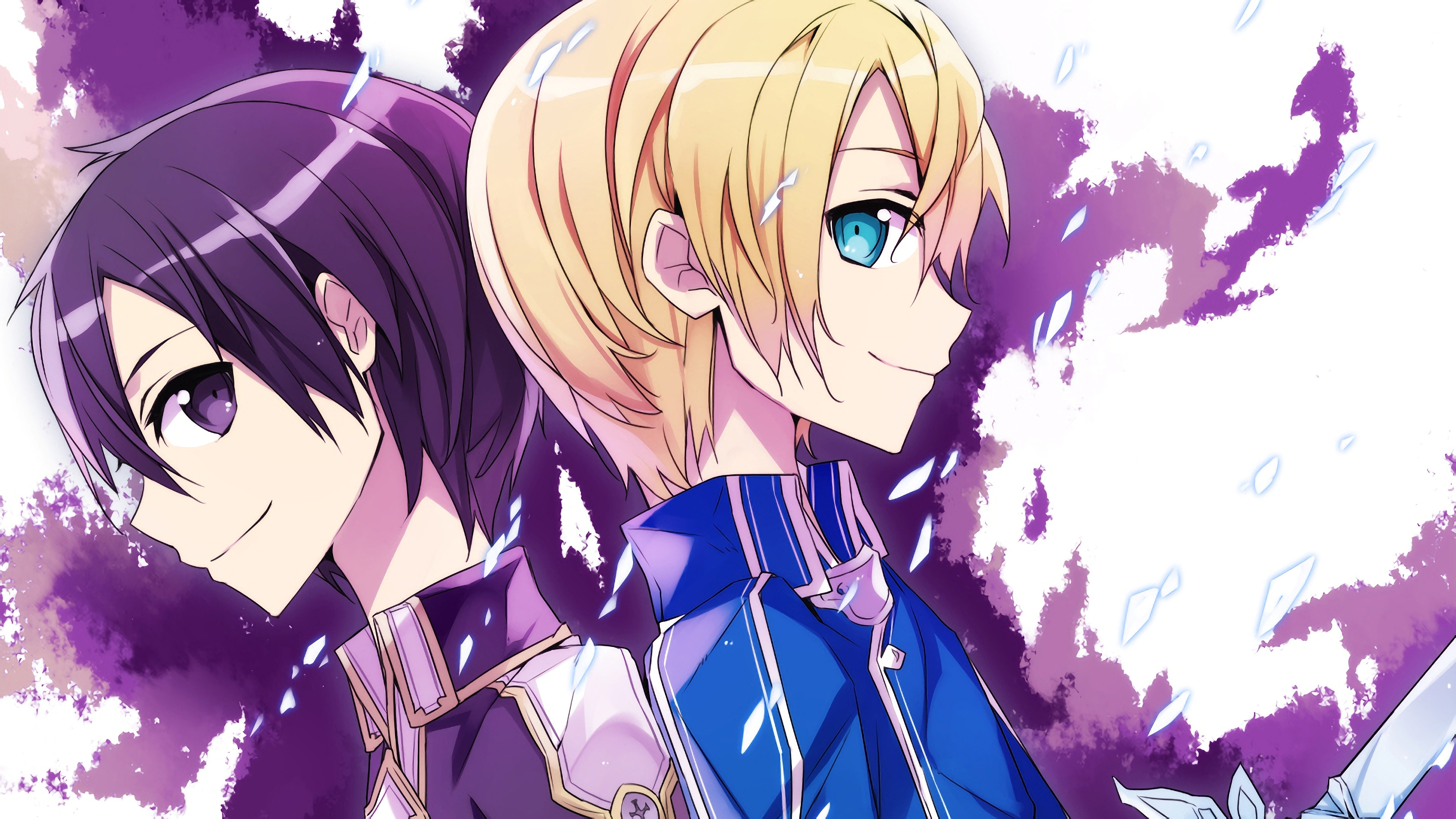 Blonde Blue Eyes Eugeo Sword Art Online Kazuto Kirigaya Kirito Sword Art Online Purple Eyes Purple H 3840x2160