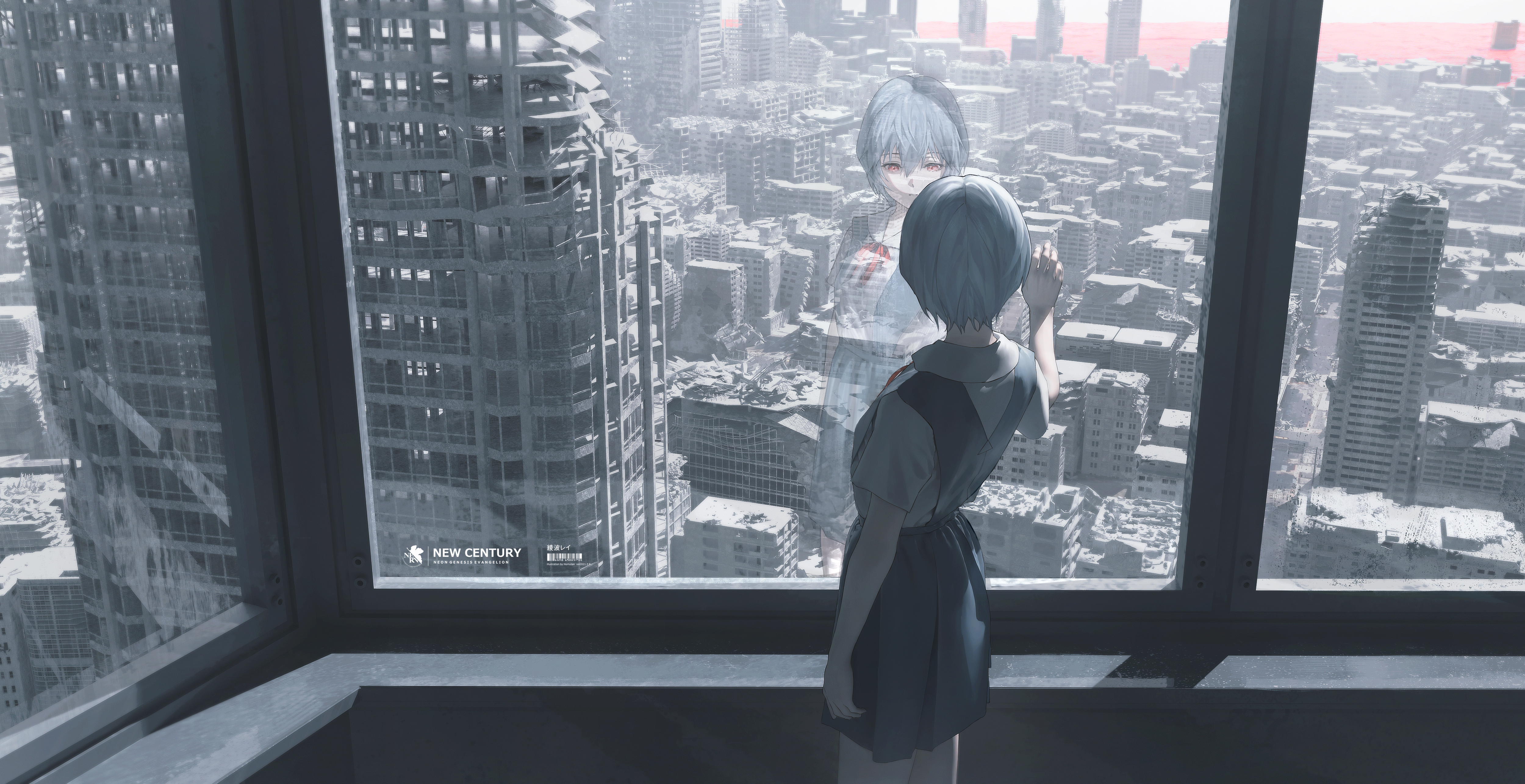 Homutan Anime Anime Girls Neon Genesis Evangelion Ayanami Rei Ruin 5000x2571