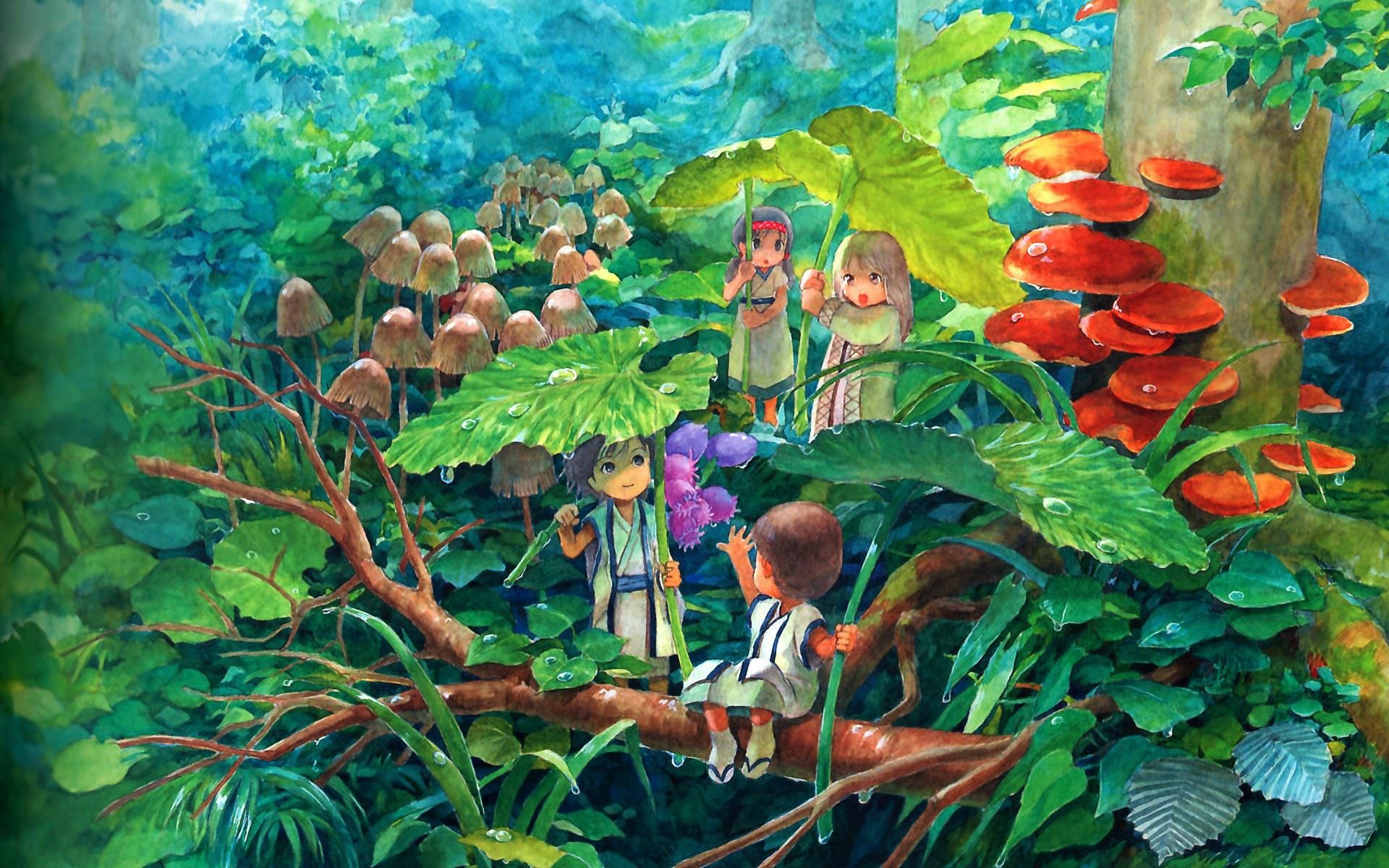 Child Colorful Fantasy Forest Mushroom 1920x1200