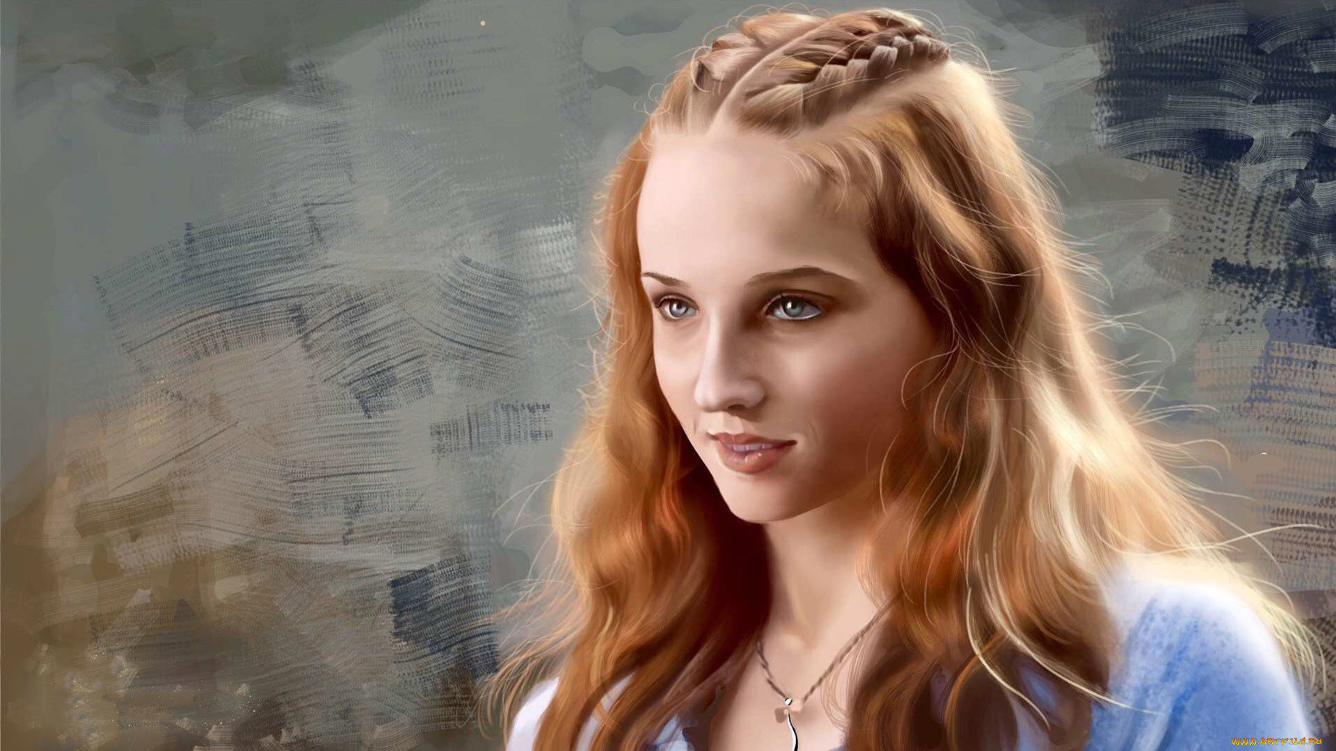 Artwork Women Face Portrait Fantasy Girl Long Hair Sansa Stark Ava Everlasting Sophie Turner 1920x1080