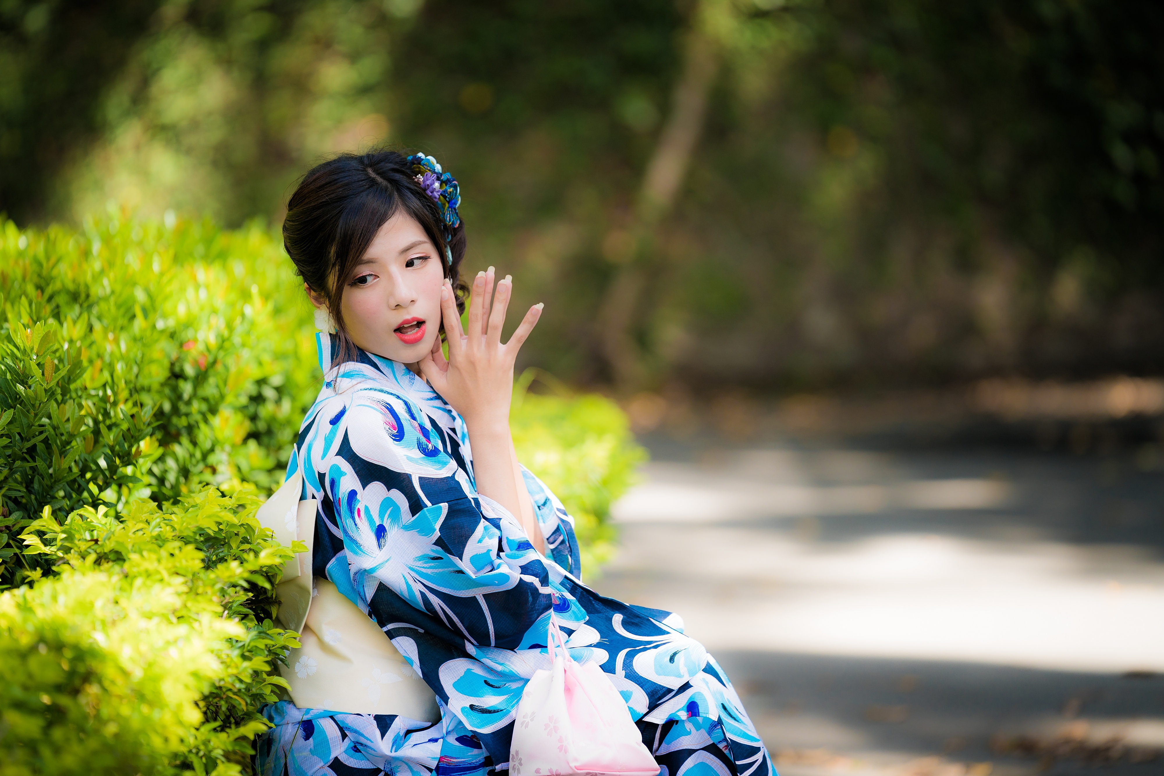 Asian Black Hair Depth Of Field Girl Kimono Model Woman 4000x2668