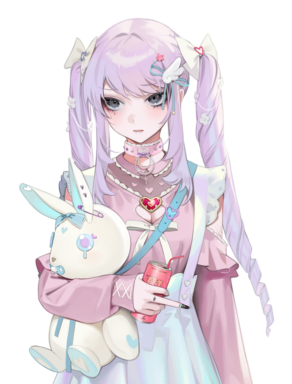 Anime Anime Girls Simple Background Original Characters Ohisashiburi Vertical Twintails Purple Hair  1000x1318