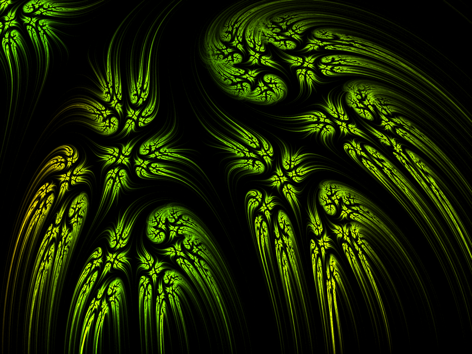 Abstract Chaoscope Software Fractal Green Shapes 1600x1200