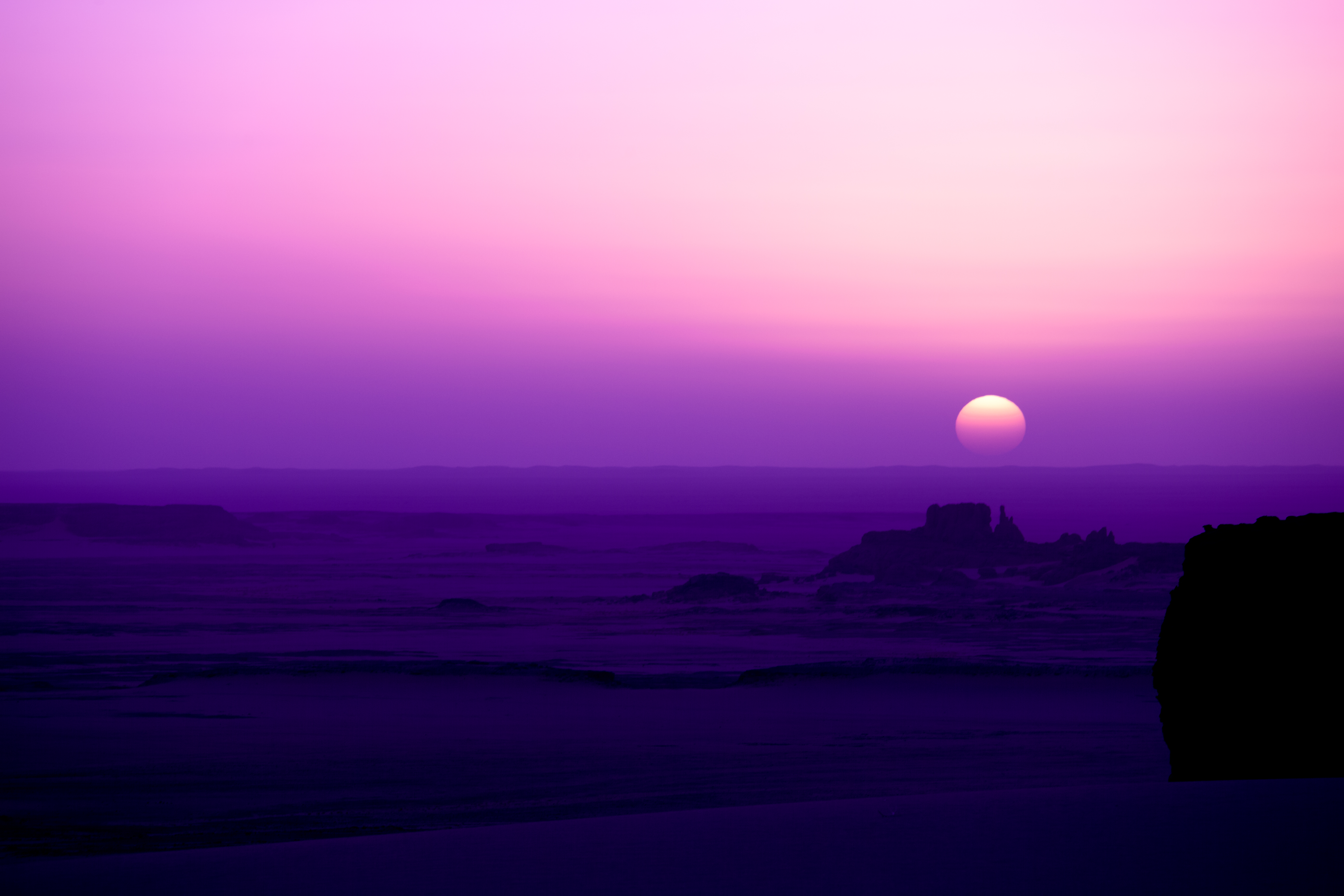 Africa Algeria Desert Dune Purple Sahara Sand Sky Sunrise Tassili N 039 Ajjer 5616x3744