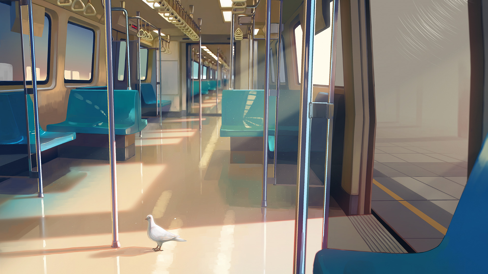 Anime Pigeons Metro Sunlight Vofan 1920x1080
