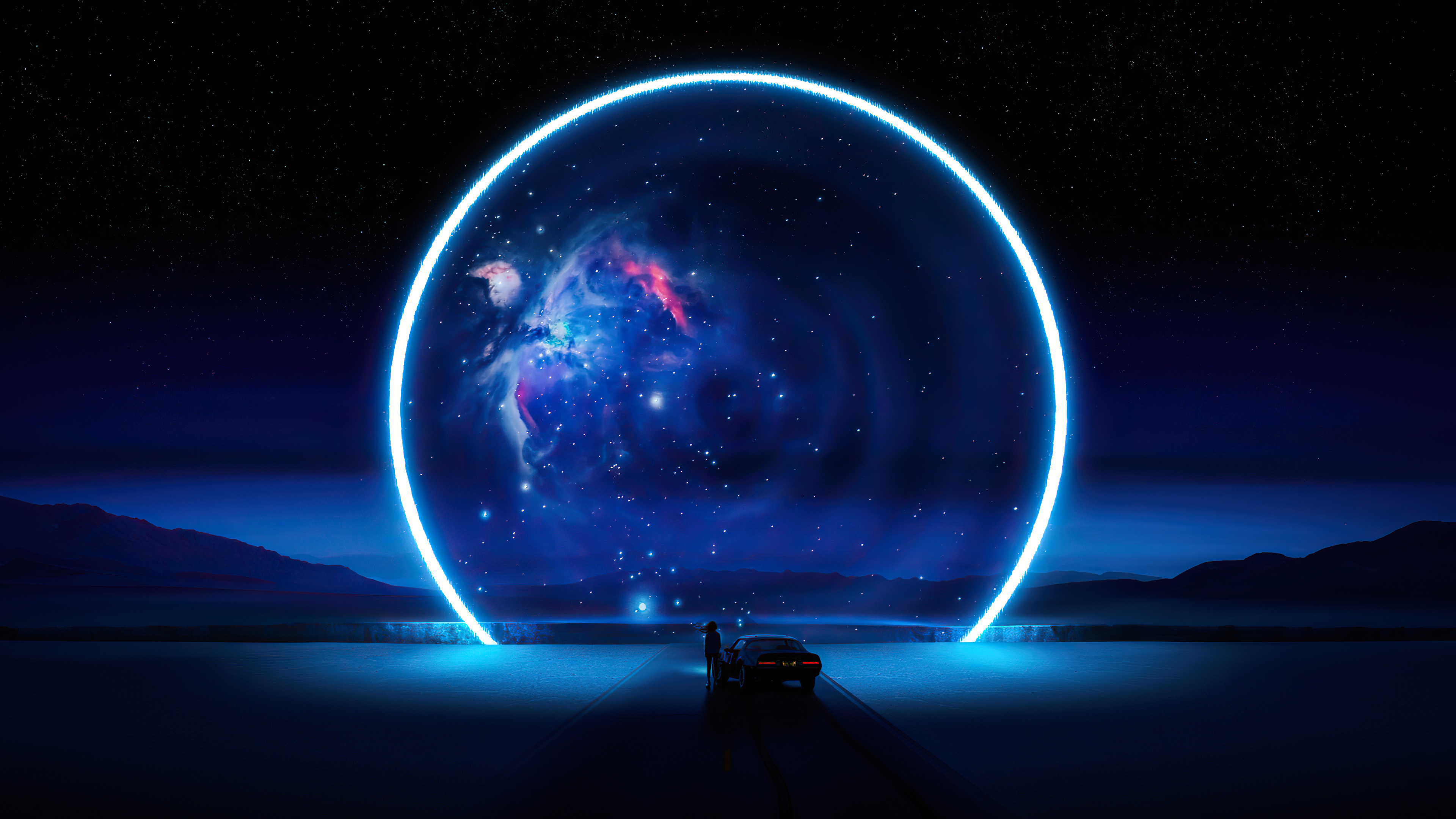Black Holes Stars Mustang Car Camaro Nebula Galaxy Universe Portal Space 3840x2160