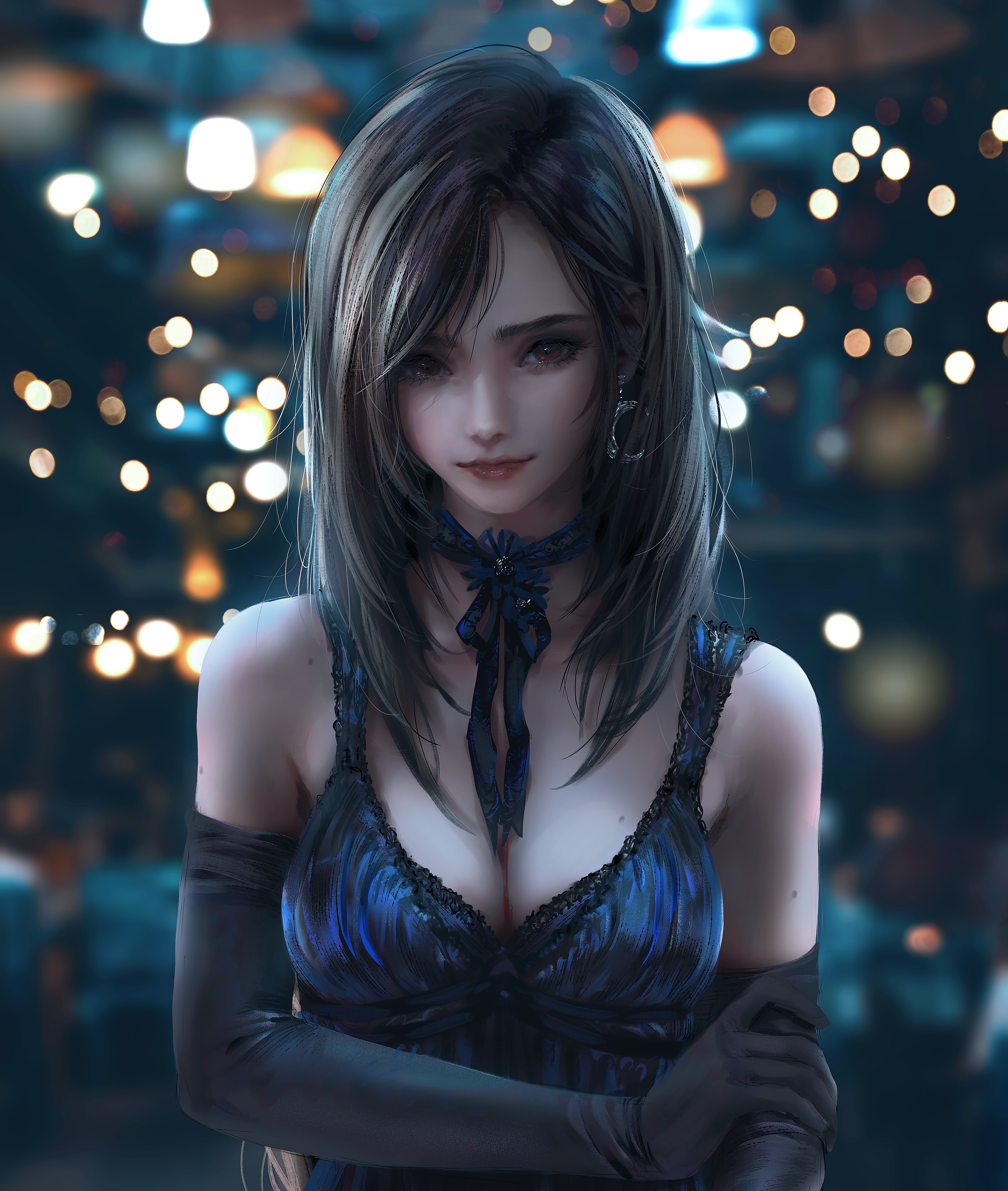 Nixeu Dress Final Fantasy Vii Final Fantasy Tifa Lockhart Mole Black Gloves Gloves Elbow Gloves Boke 5077x6000