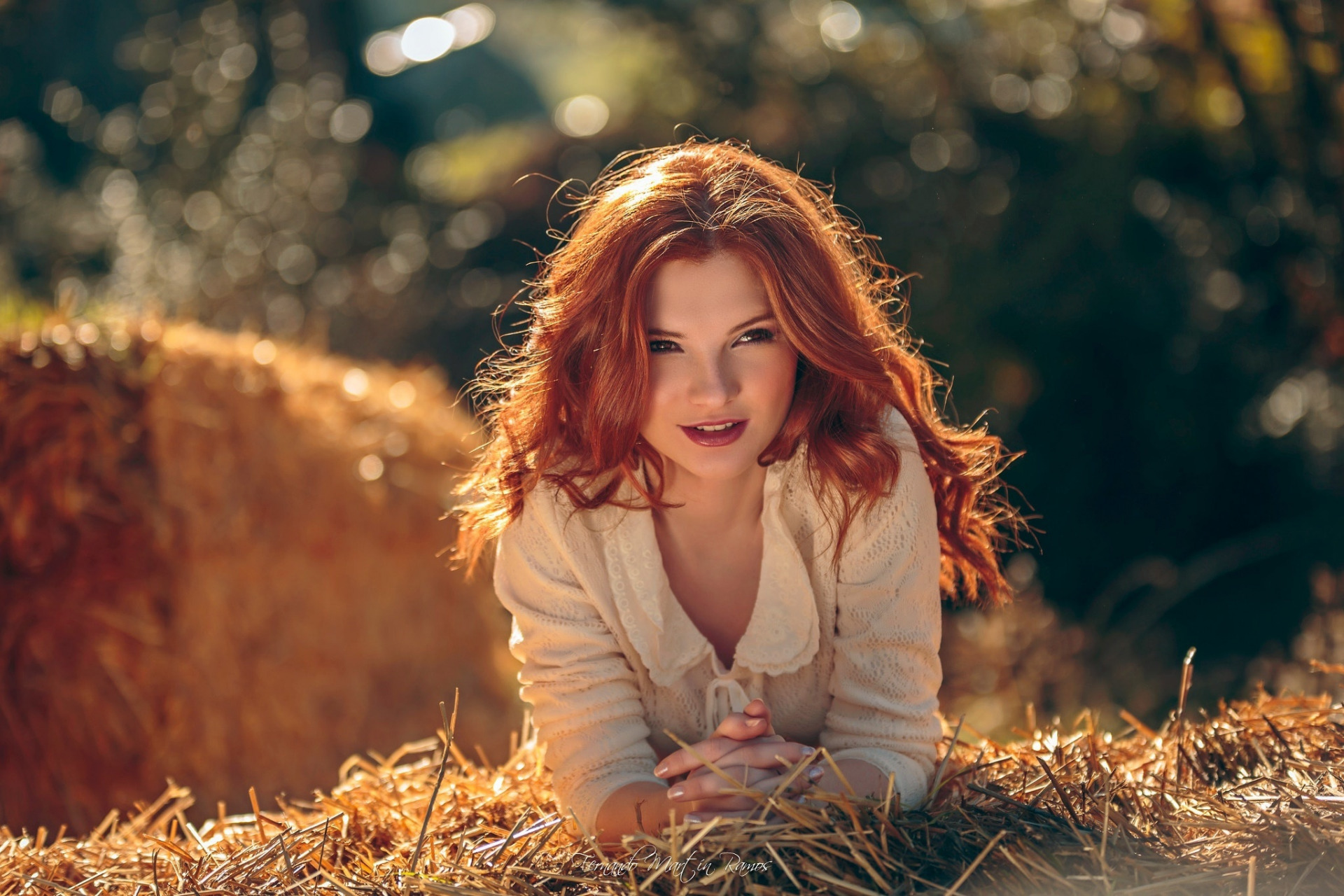 Straw Looking Away Redhead Looking Into The Distance Photography Women Open Mouth Brunette Hands Cro 1920x1280