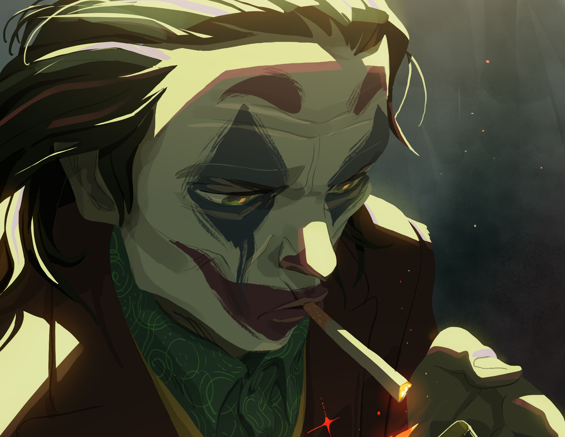Dc Comics Face Joker Smoking 1920x1485