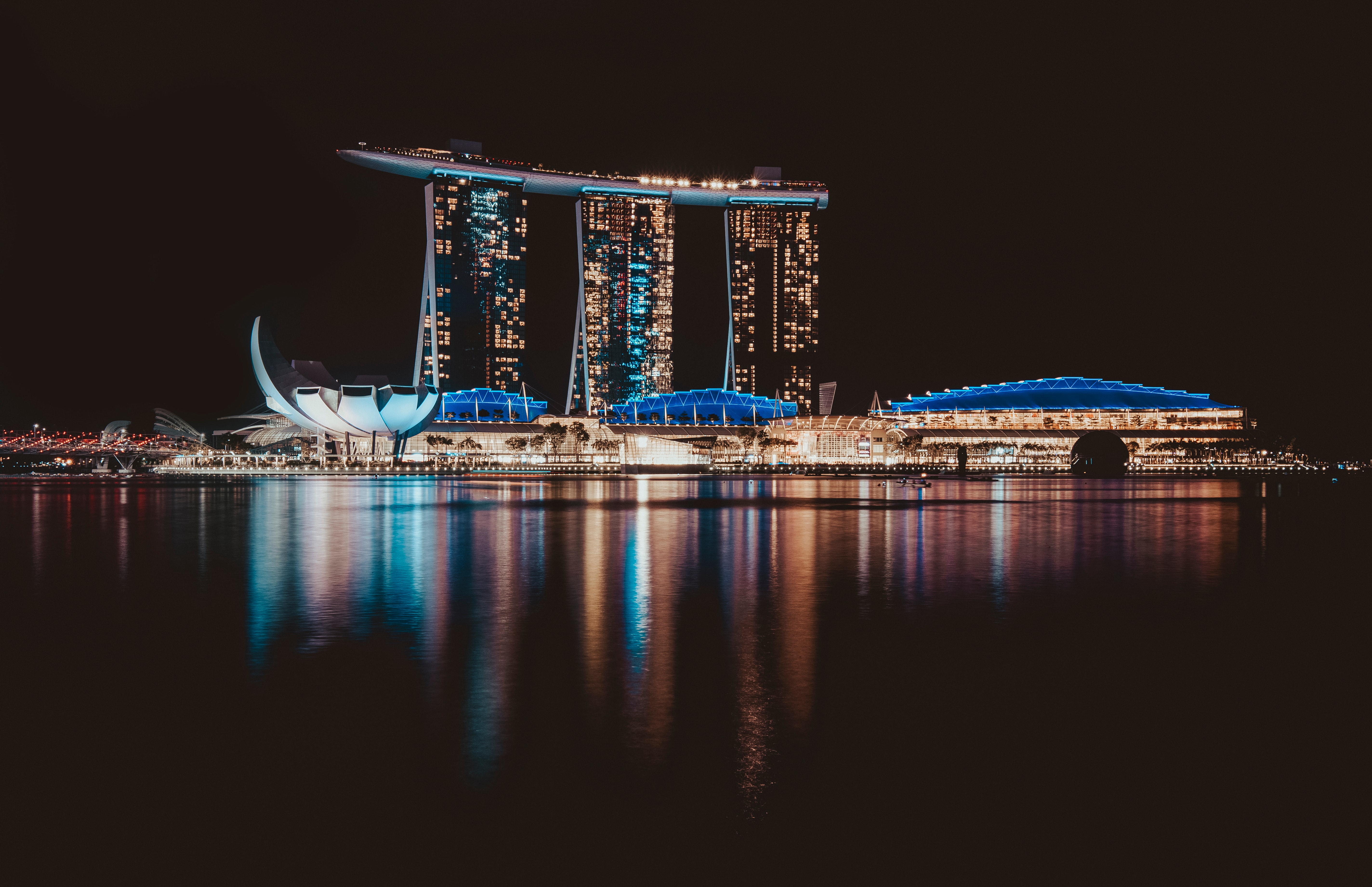 Night Singapore Water 5696x3683