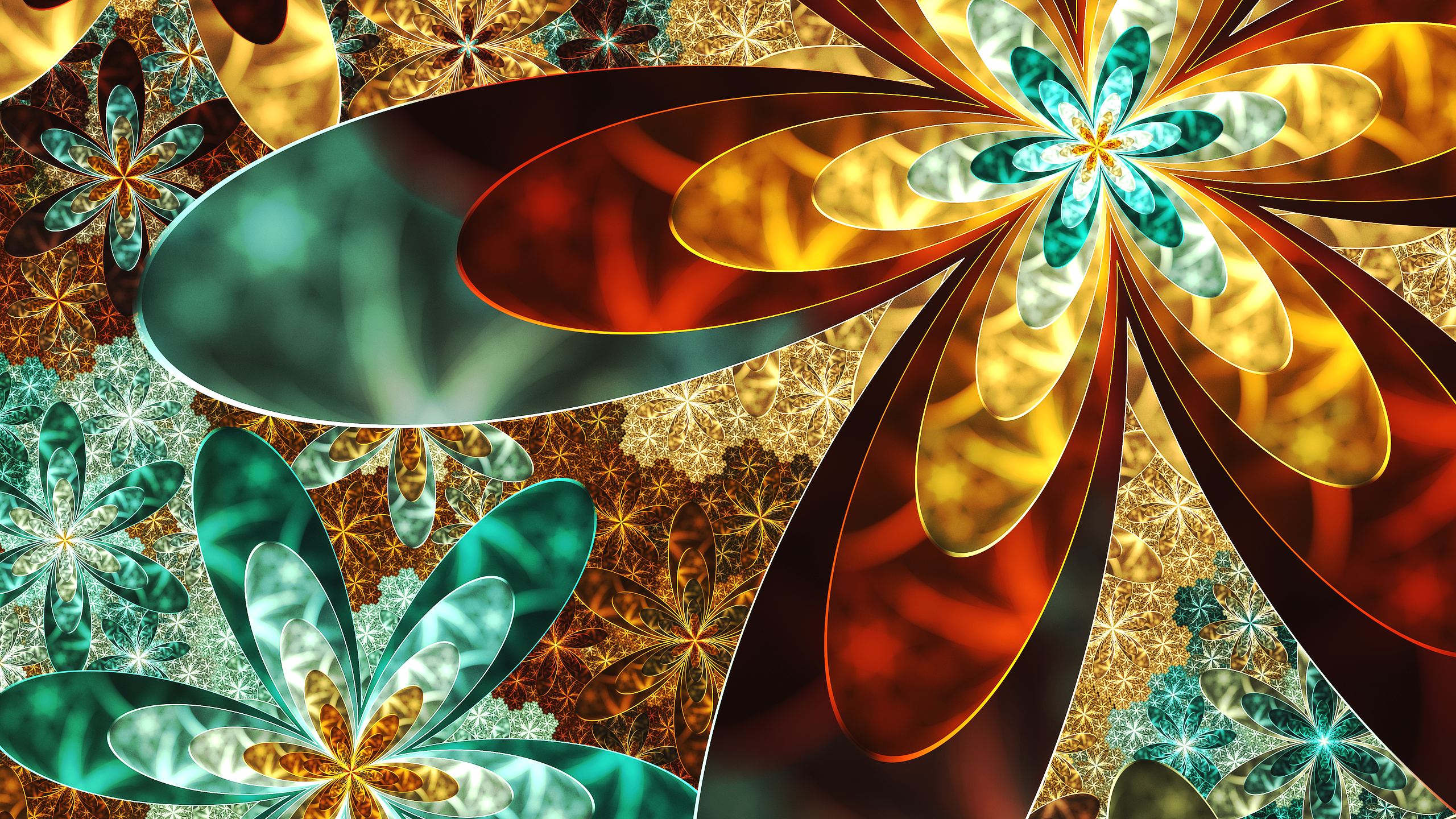 Abstract Artistic Colors Digital Art Flower Fractal 2560x1440