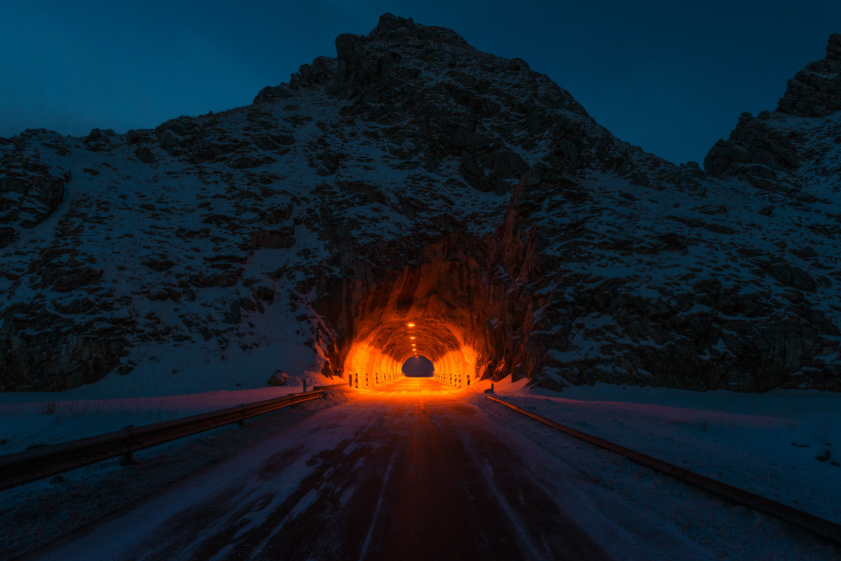 Landscape Night Tunnel Mountain Mountains Road Cave Dark 2800x1867