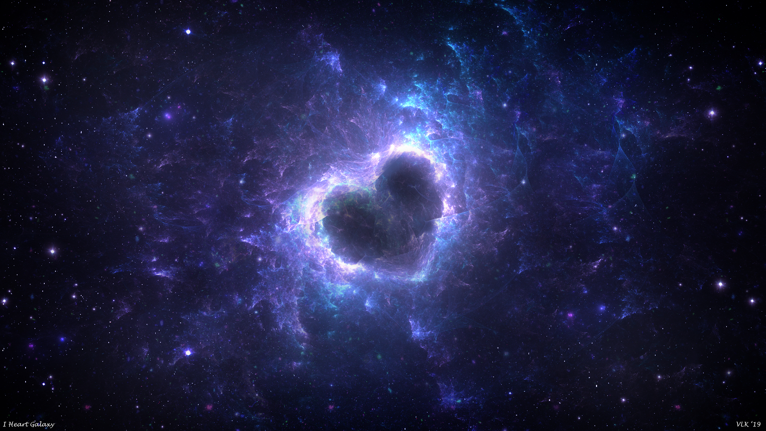 Heart Shaped Nebula Purple Space 2560x1440