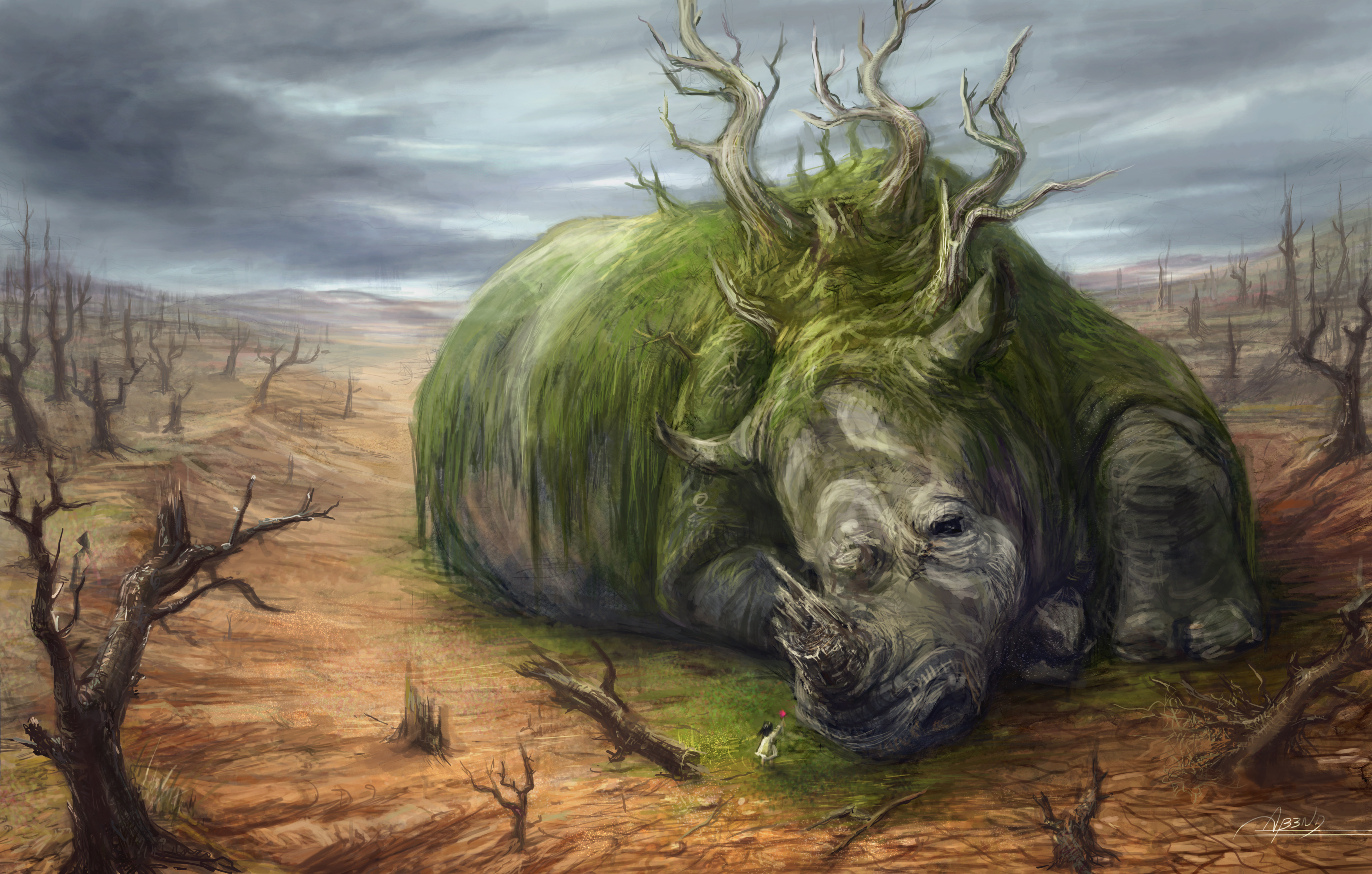 Animal Child Desert Rhino 3508x2233