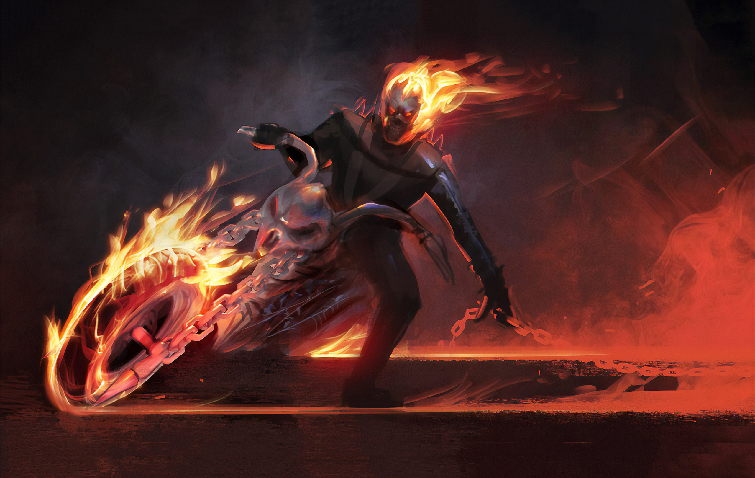 Ghost Rider Marvel Comics Motorcycle Skull 2560x1619