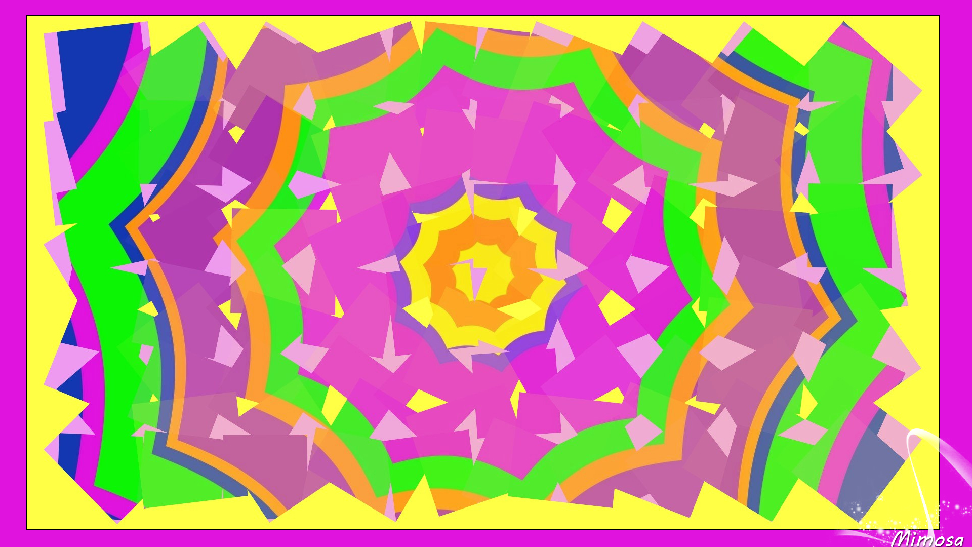 Abstract Colorful Digital Art Geometry Green Kaleidoscope Shapes Yellow 1920x1080
