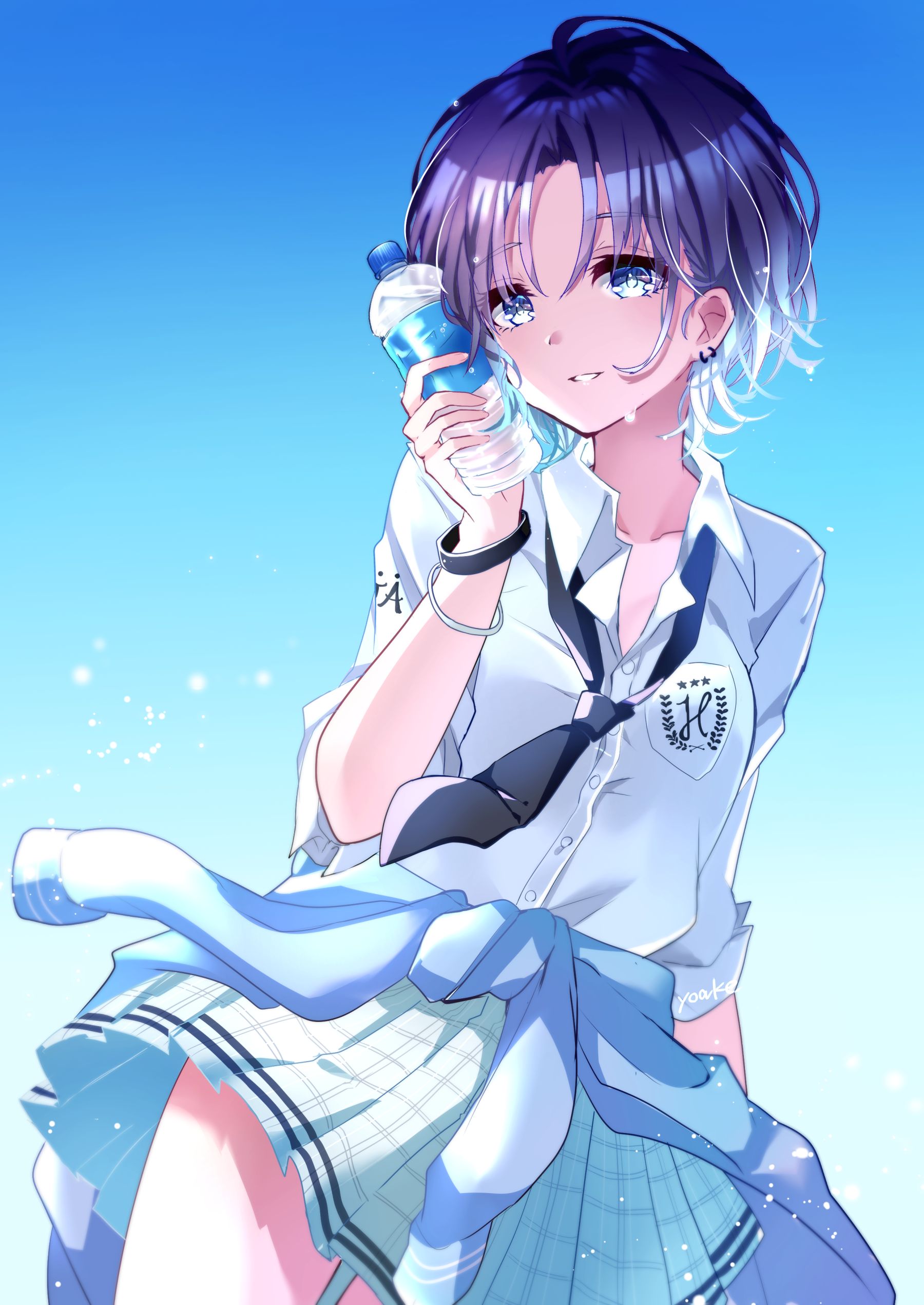 Anime Girls The Idolmaster Shiny Colors Toru Asakura THE IDOLM STER School Uniform Short Hair Purple 1800x2541