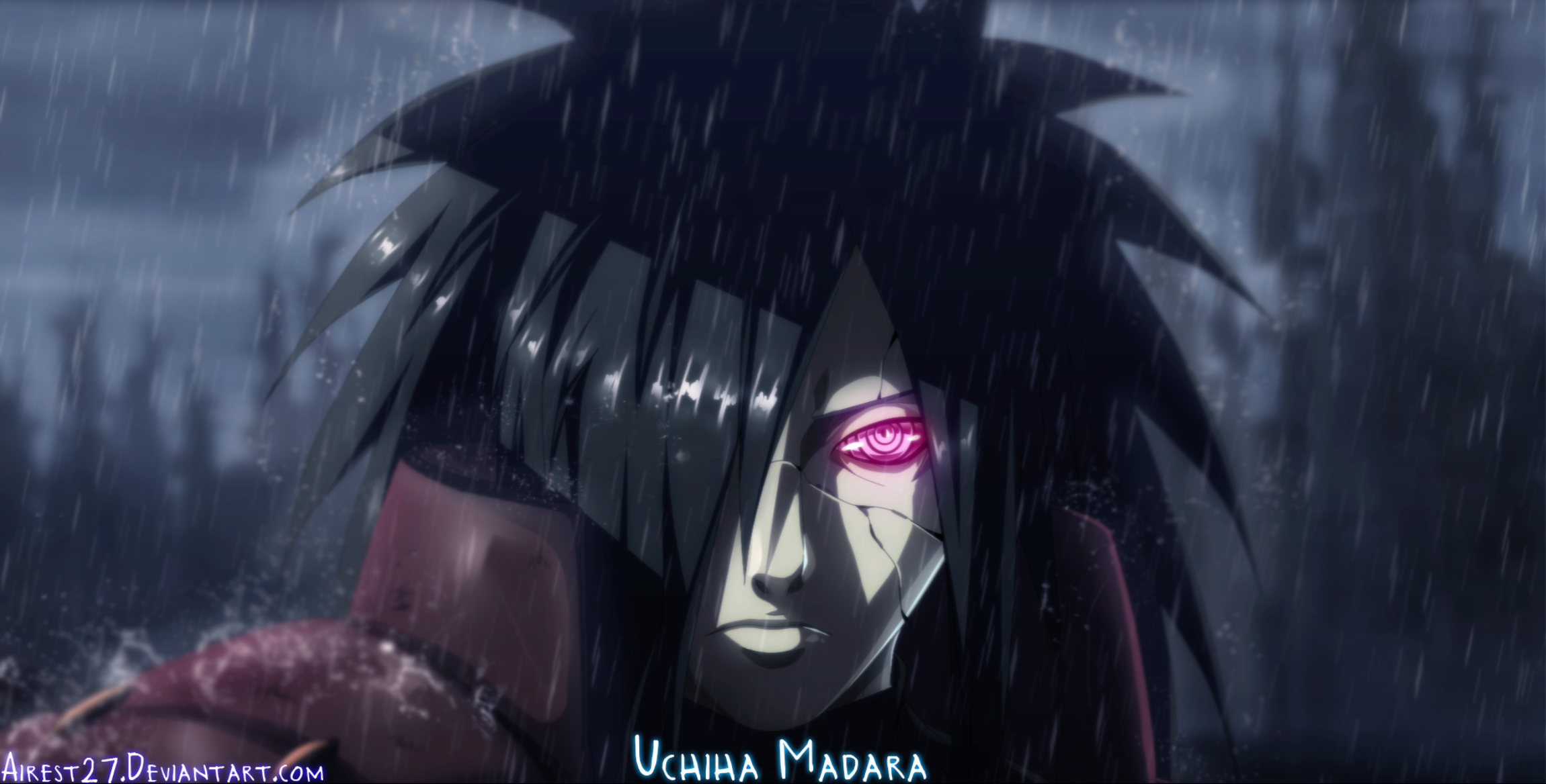 Madara Uchiha Ninja Rain Rinnegan Naruto 2300x1168